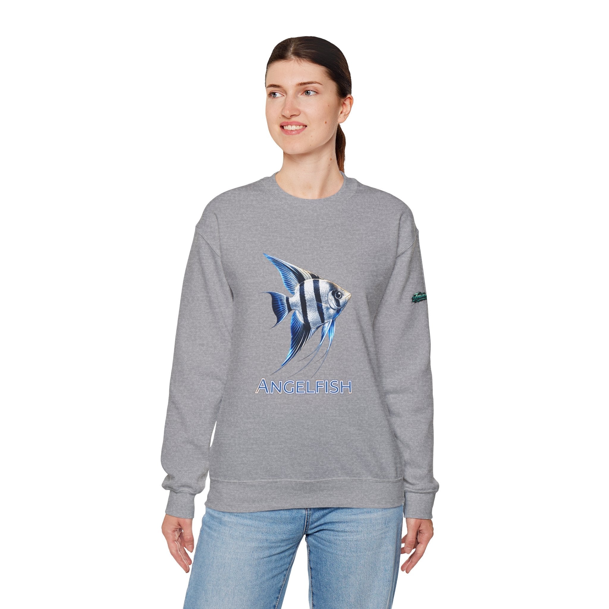 Angelfish Crewneck Sweatshirt — Blue Tropical Fish Graphic
