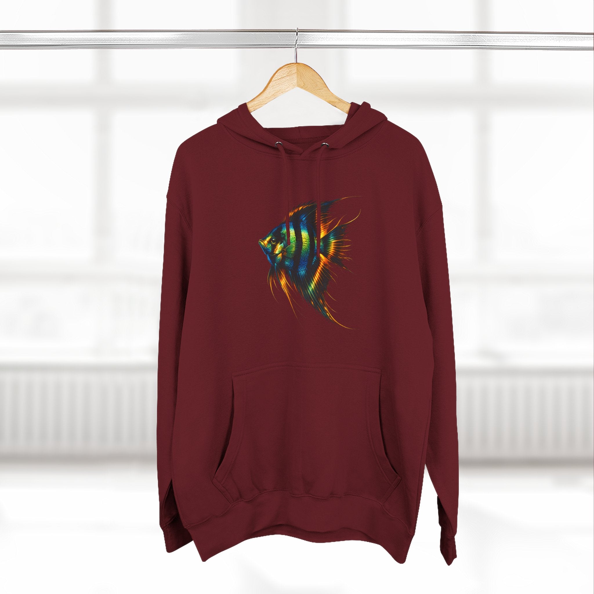 Angelfish Watercolor Hoodie – Colorful Aquarium Fish Graphic Fleece Pullover