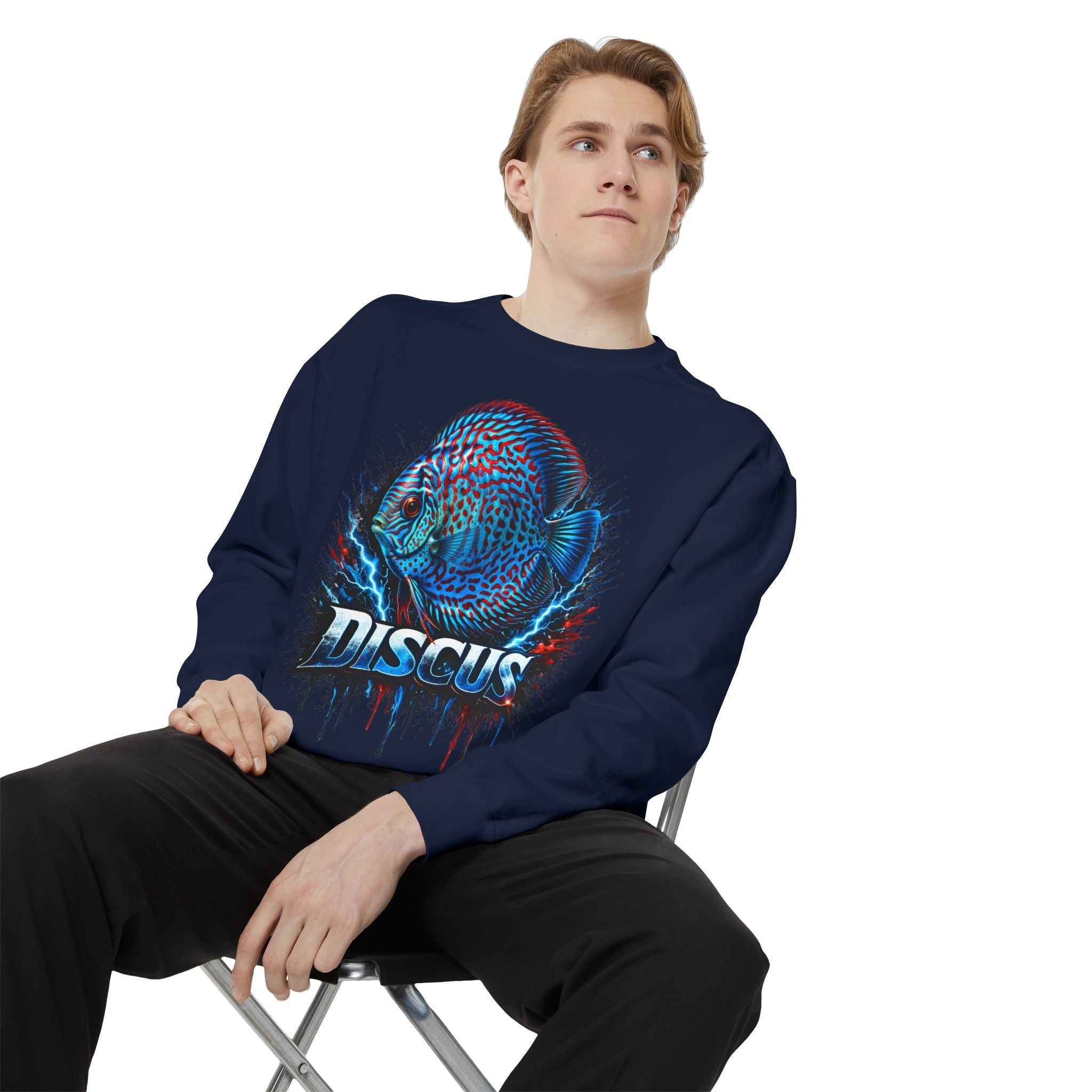 Discus Fish Graphic Sweatshirt — Vibrant Aquarium Lover Crewneck