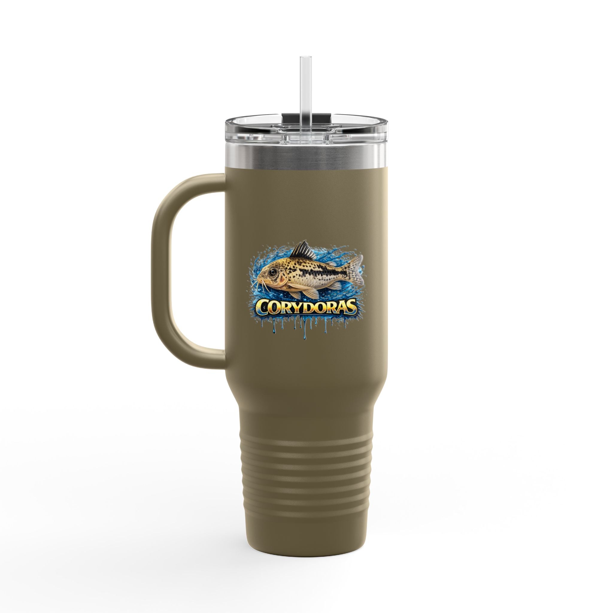 Corydoras Fish 40oz Insulated Travel Mug — Fishing Aquarium Lover Tumbler