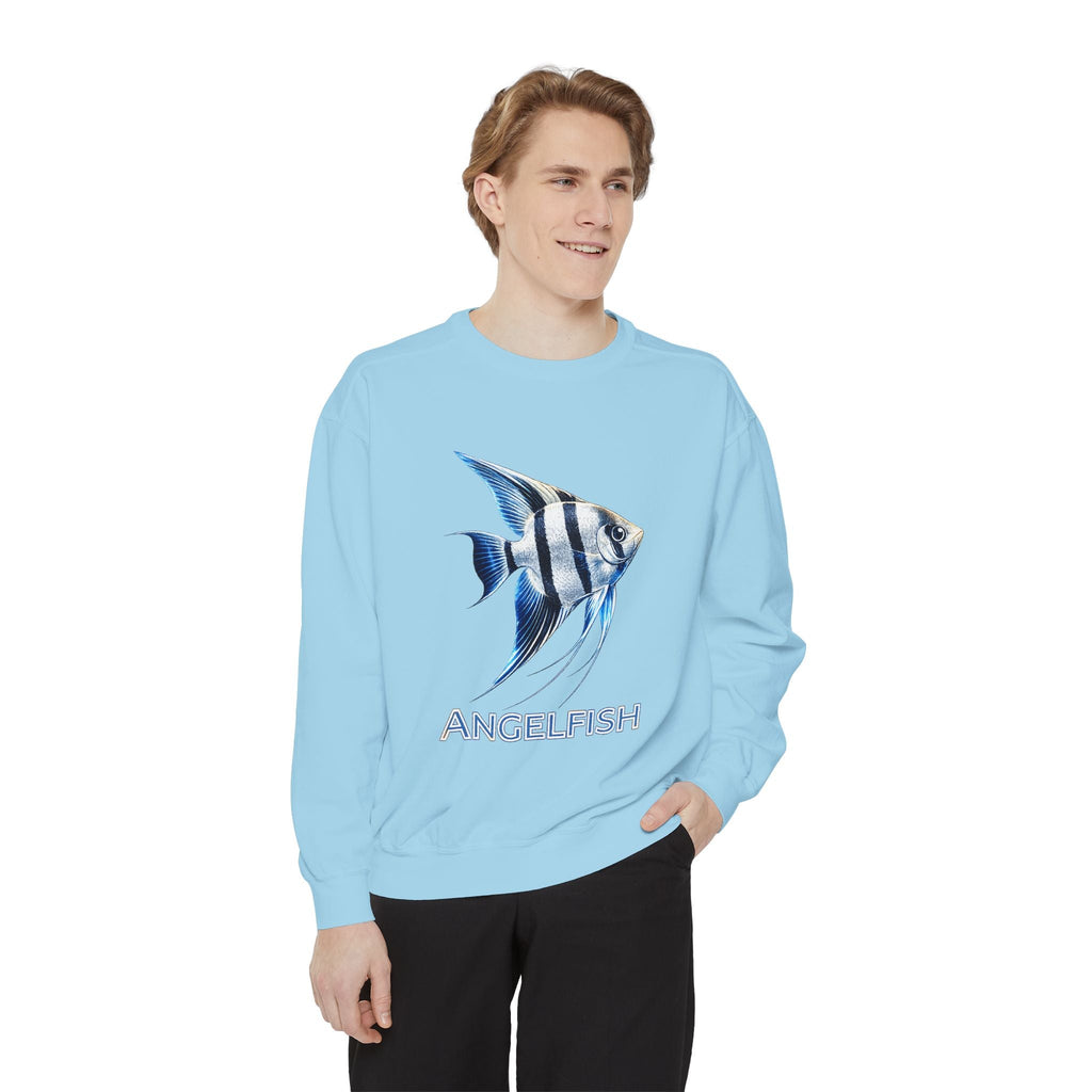 Angelfish Graphic Sweatshirt — Blue Tropical Fish Crewneck