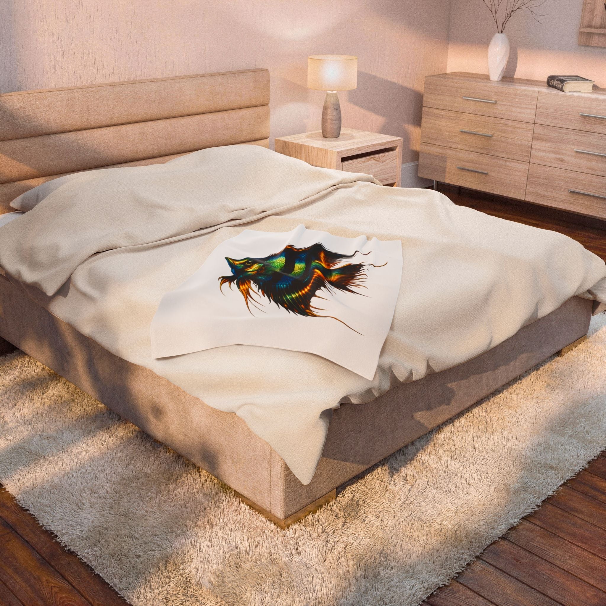 Angelfish Art Velveteen Plush Blanket — Tropical Aquarium Fish Throw