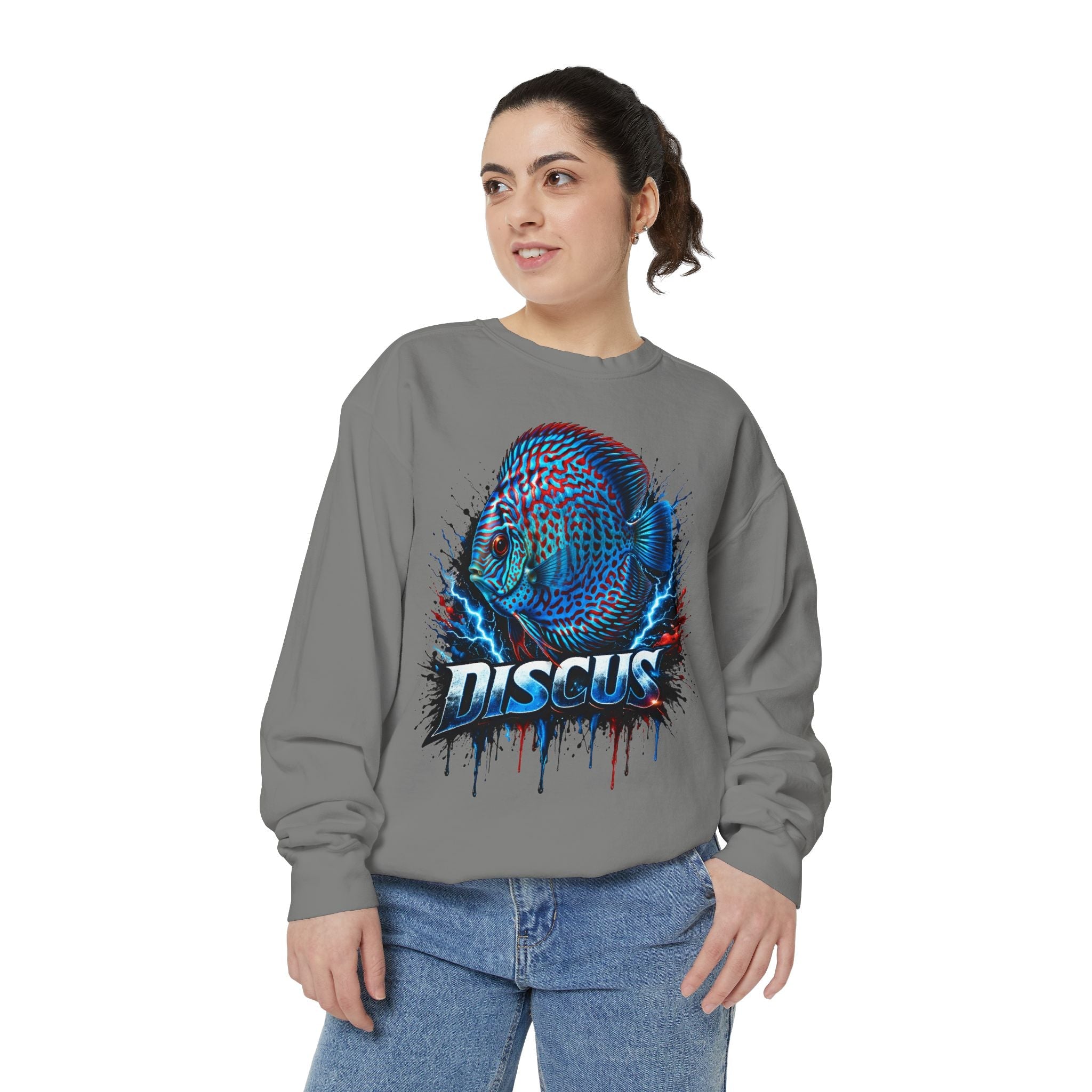 Discus Fish Graphic Sweatshirt — Vibrant Aquarium Lover Crewneck