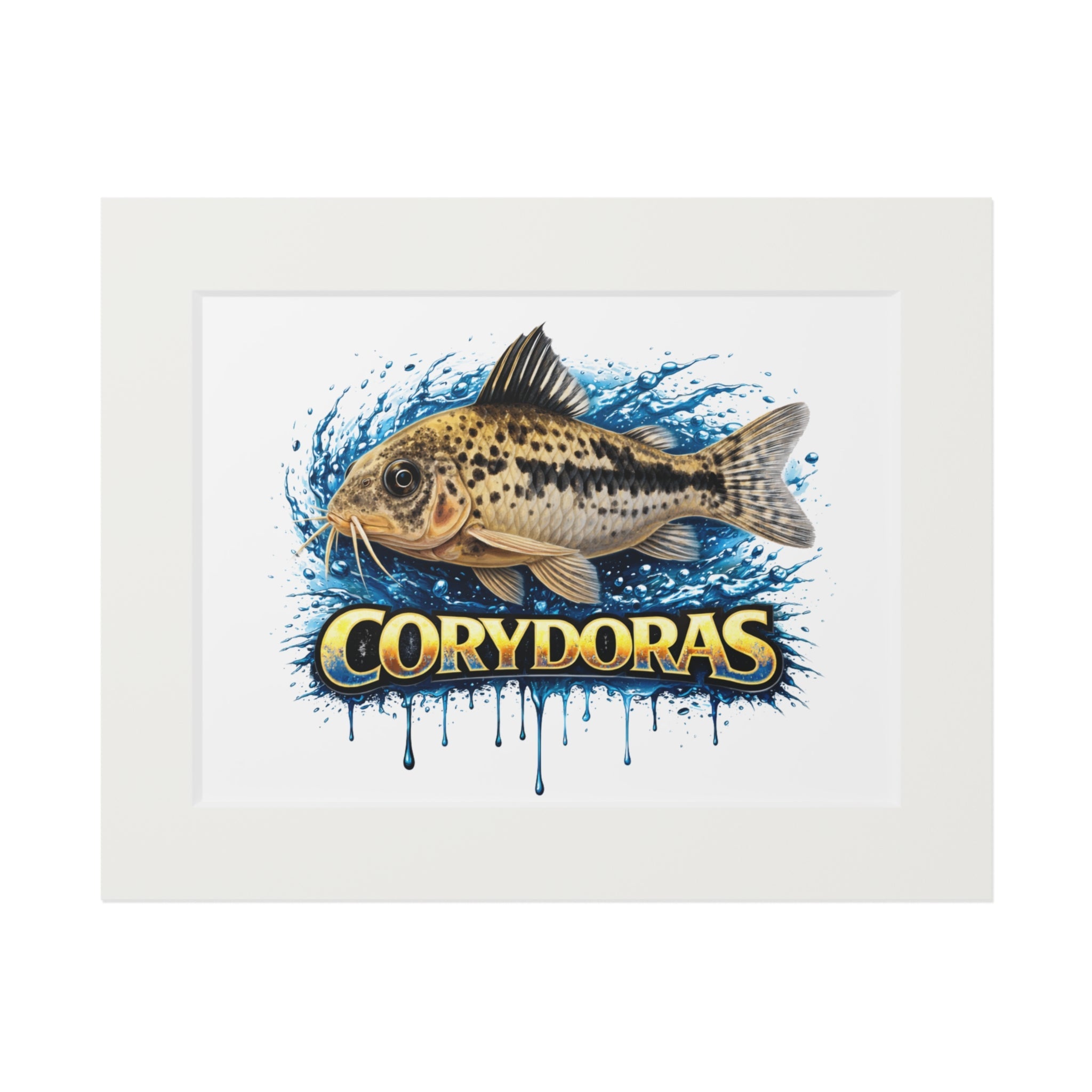 Peppered Corydoras Fish Fine Art Print with Passepartout Frame