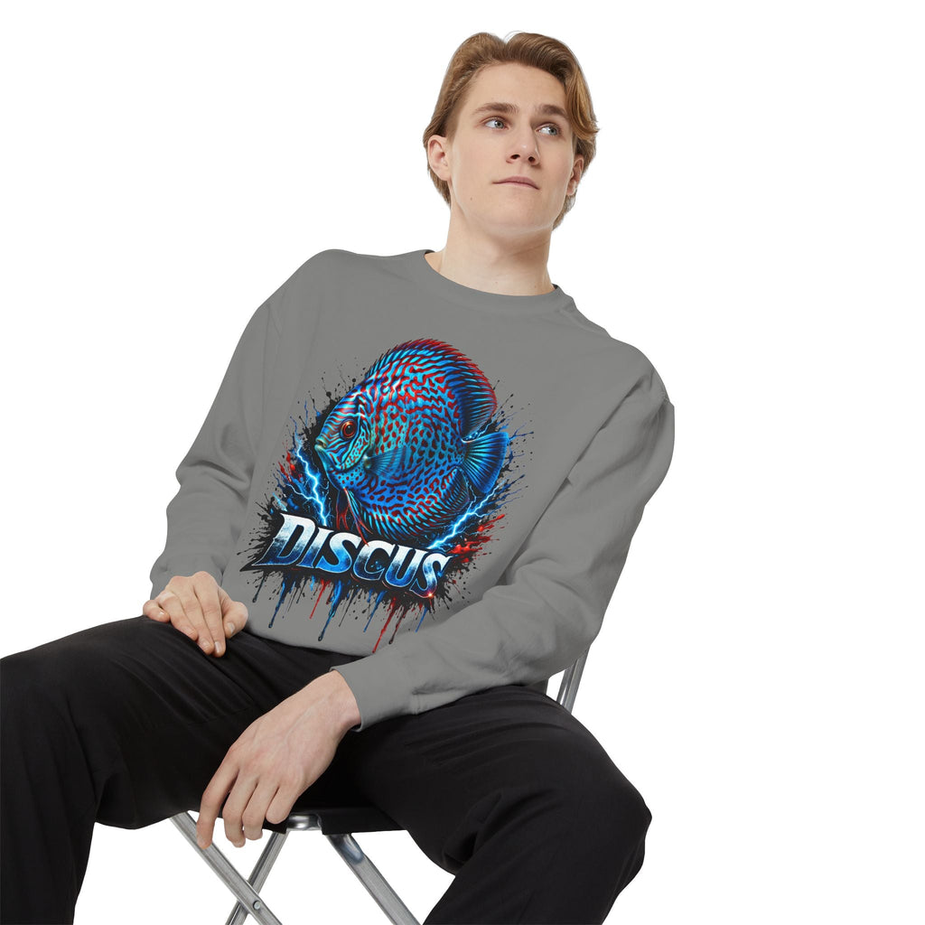 Discus Fish Graphic Sweatshirt — Vibrant Aquarium Lover Crewneck