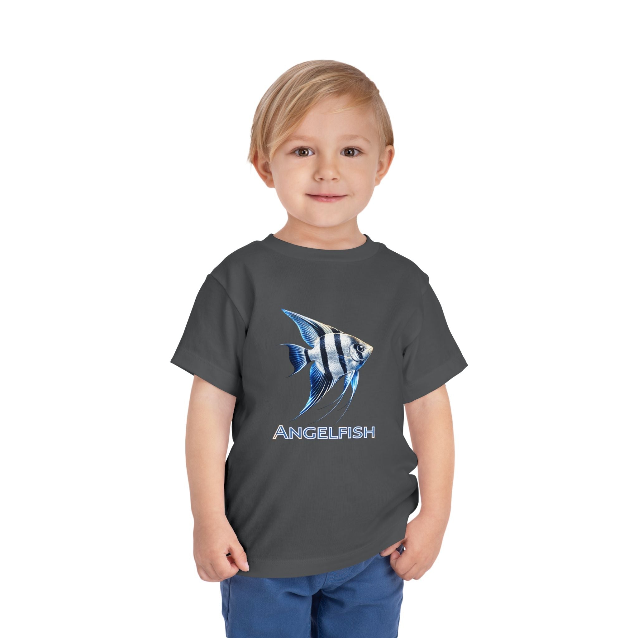 Angelfish Toddler Tee – Blue Aquarium Fish Graphic Shirt