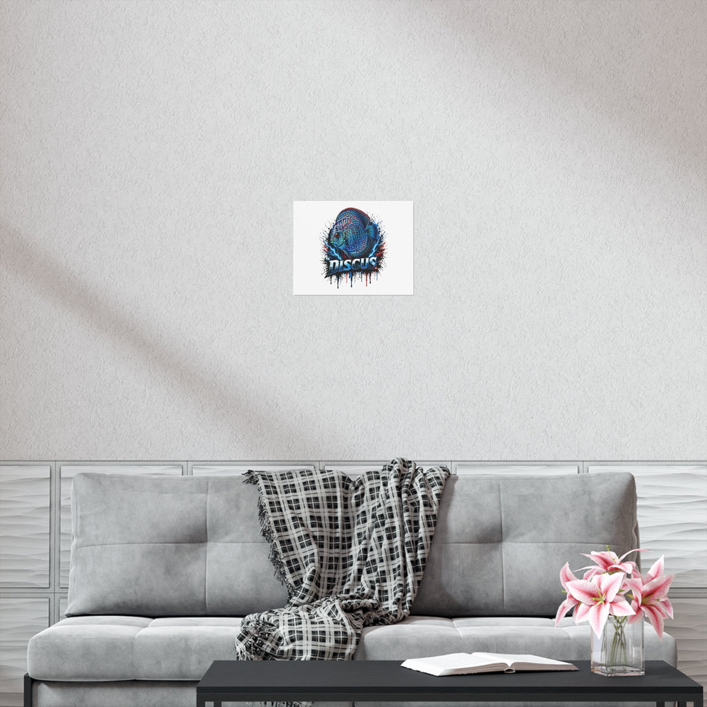 Discus Fish Poster — Vibrant Blue Aquarium Art Print