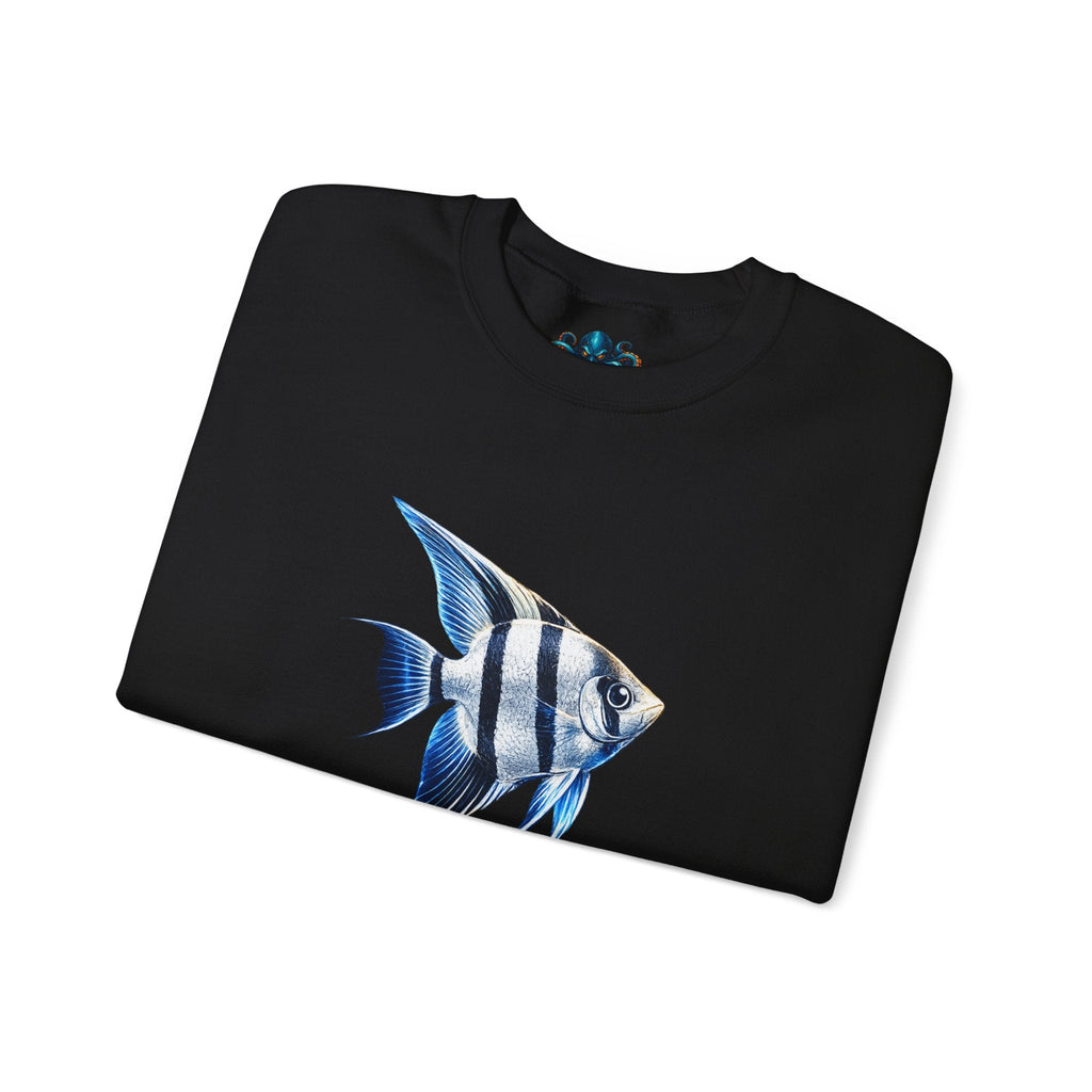 Angelfish Crewneck Sweatshirt — Blue Tropical Fish Graphic