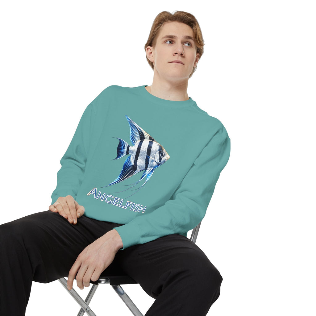 Angelfish Graphic Sweatshirt — Blue Tropical Fish Crewneck