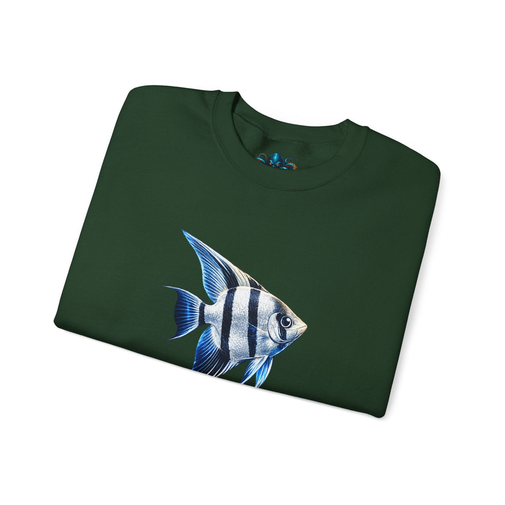 Angelfish Crewneck Sweatshirt — Blue Tropical Fish Graphic