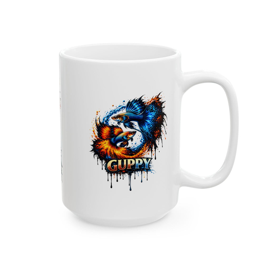 Fire & Ice Guppy – "Neon Flare" Glossy Ceramic Mug (11oz, 15oz)