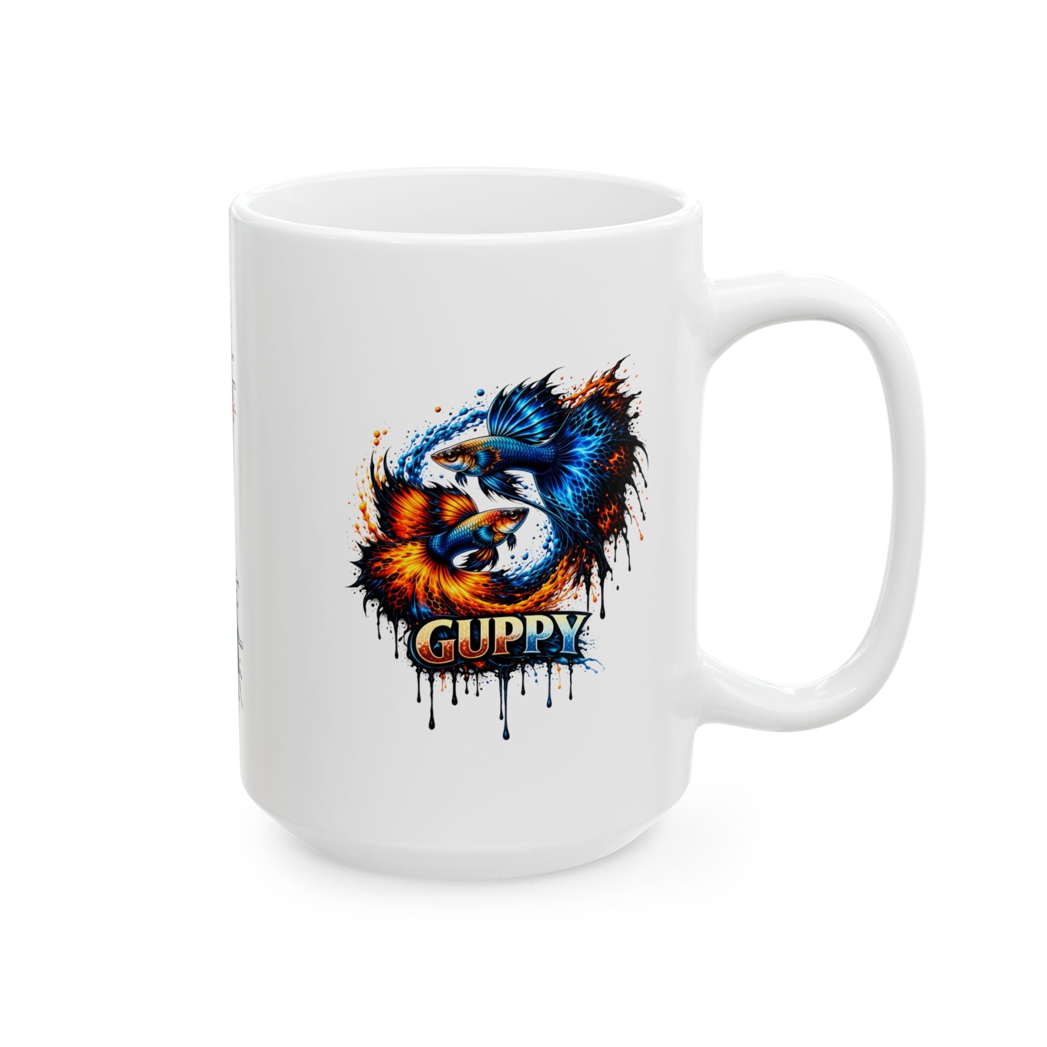 Fire & Ice Guppy – "Neon Flare" Glossy Ceramic Mug (11oz, 15oz)