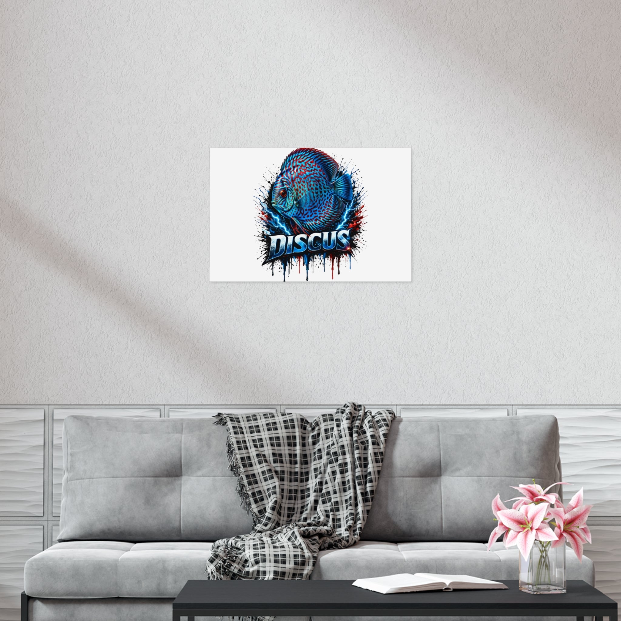 Discus Fish Poster — Vibrant Blue Aquarium Art Print