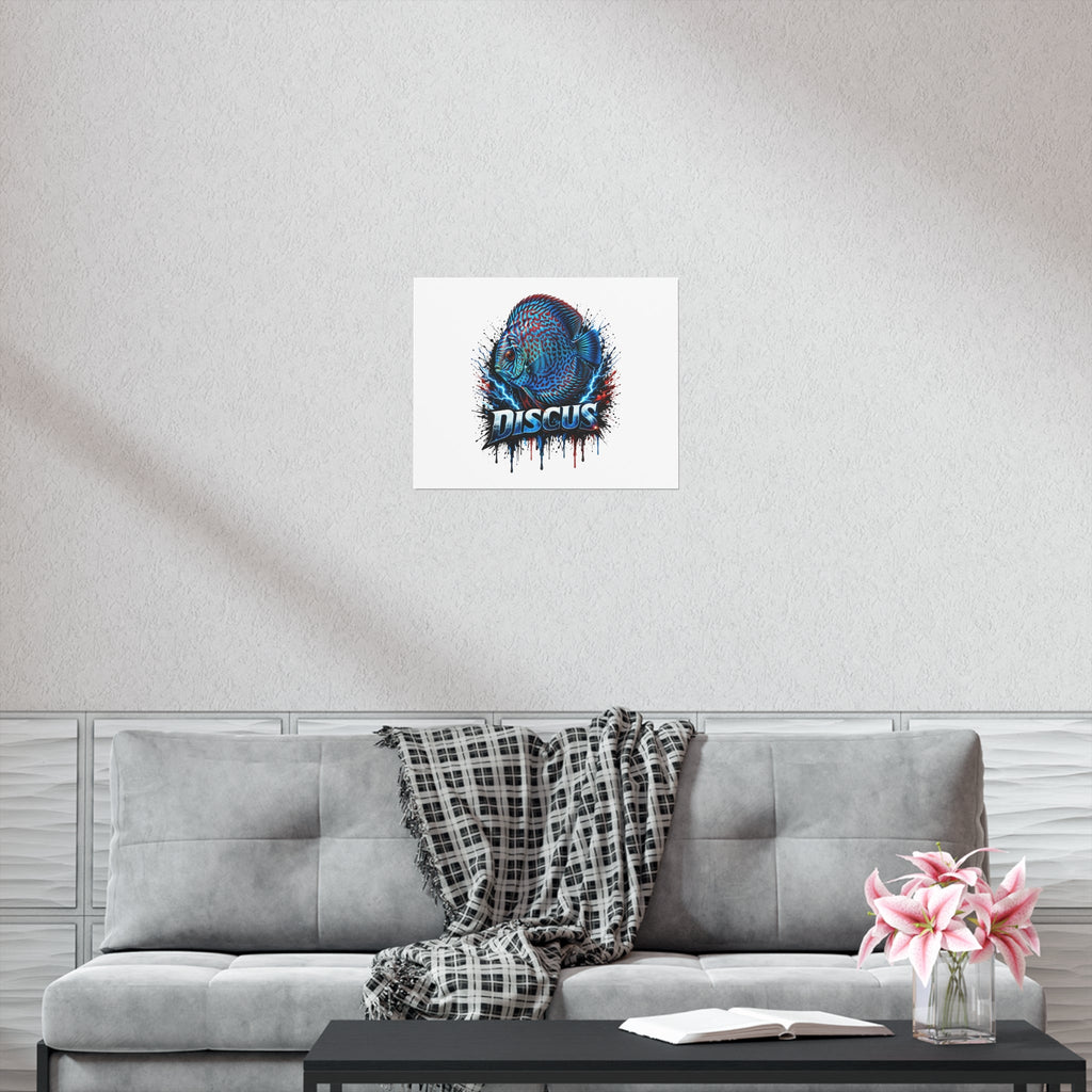 Discus Fish Poster — Vibrant Blue Aquarium Art Print