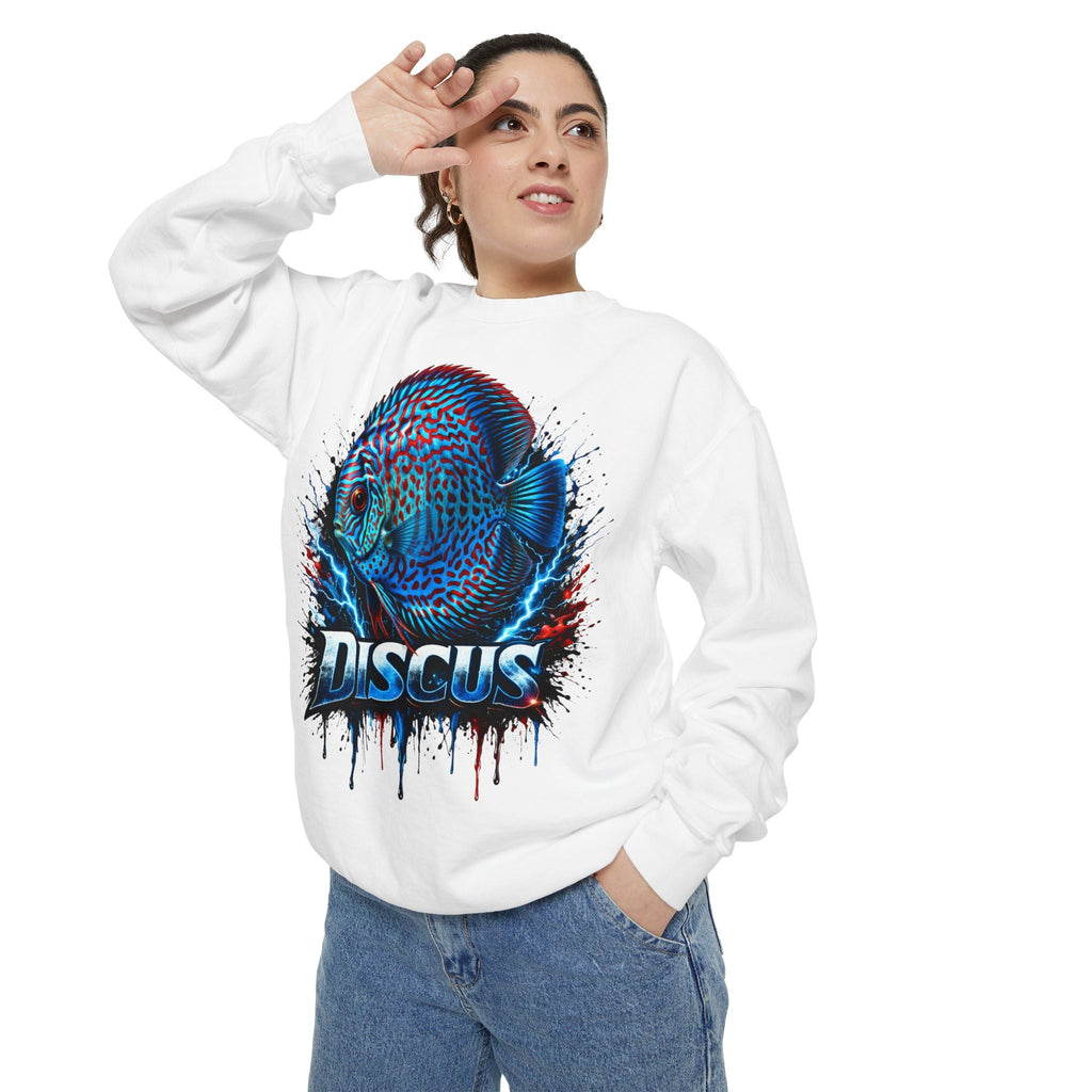 Discus Fish Graphic Sweatshirt — Vibrant Aquarium Lover Crewneck