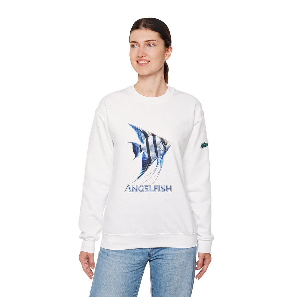 Angelfish Crewneck Sweatshirt — Blue Tropical Fish Graphic