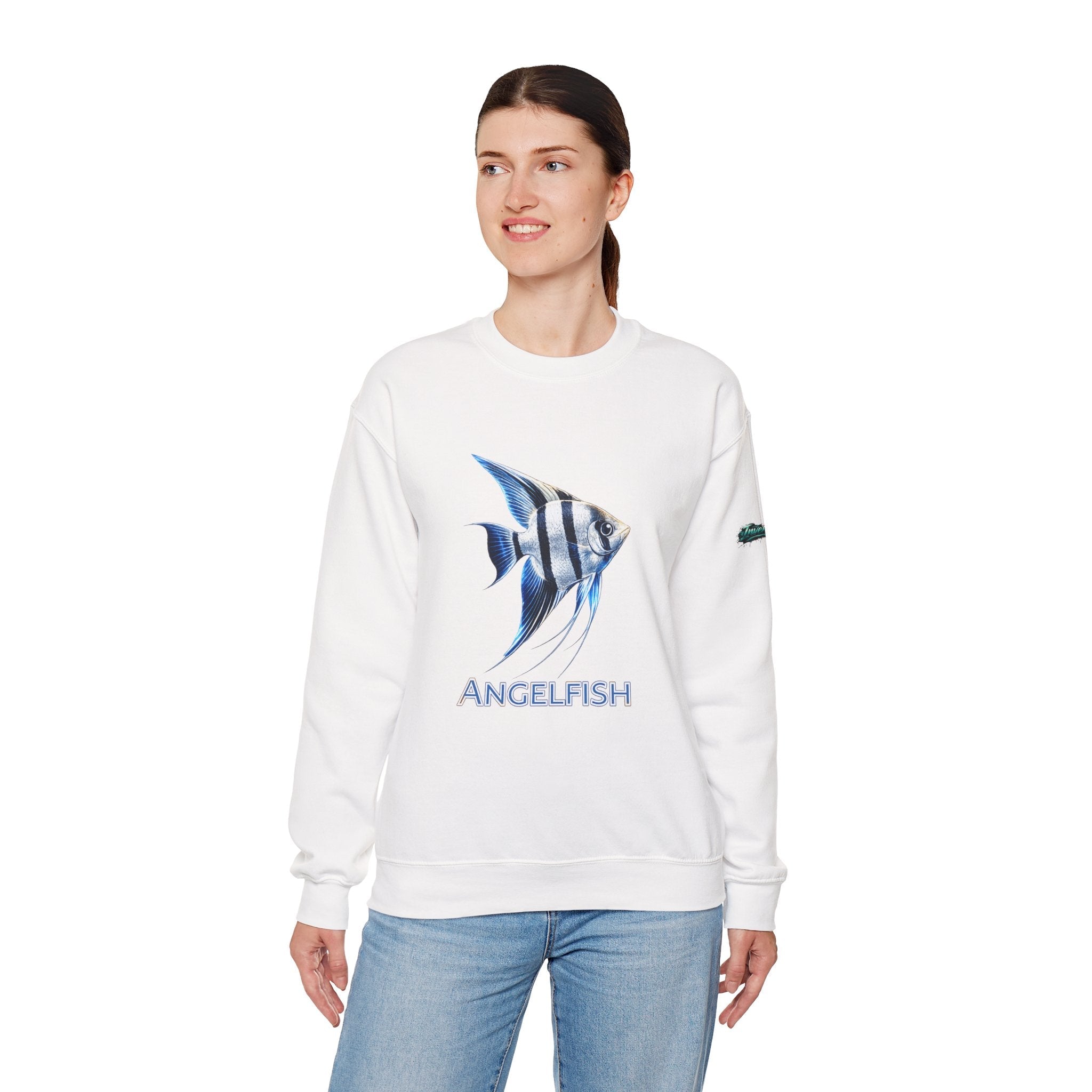 Angelfish Crewneck Sweatshirt — Blue Tropical Fish Graphic