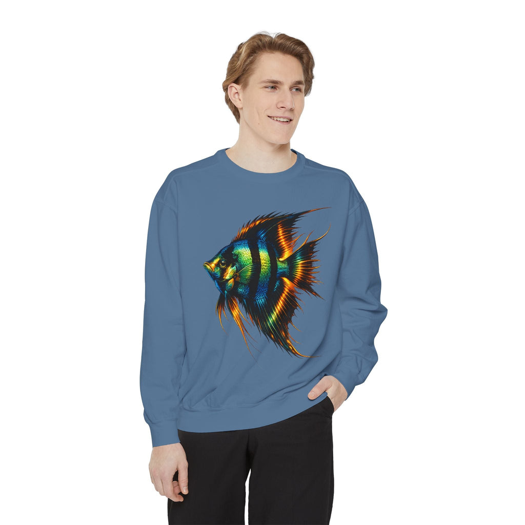 Angelfish Art Sweatshirt — Colorful Aquarium Fish Graphic Sweatshirt