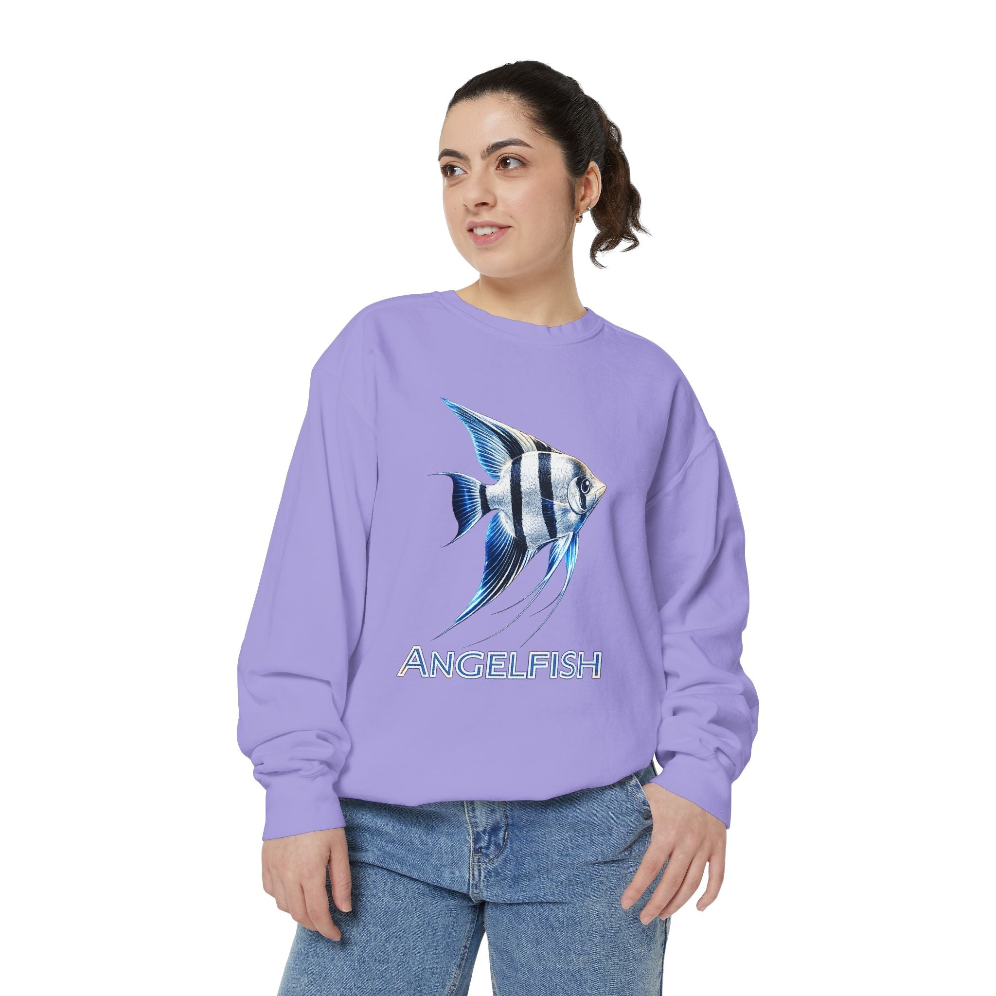 Angelfish Graphic Sweatshirt — Blue Tropical Fish Crewneck