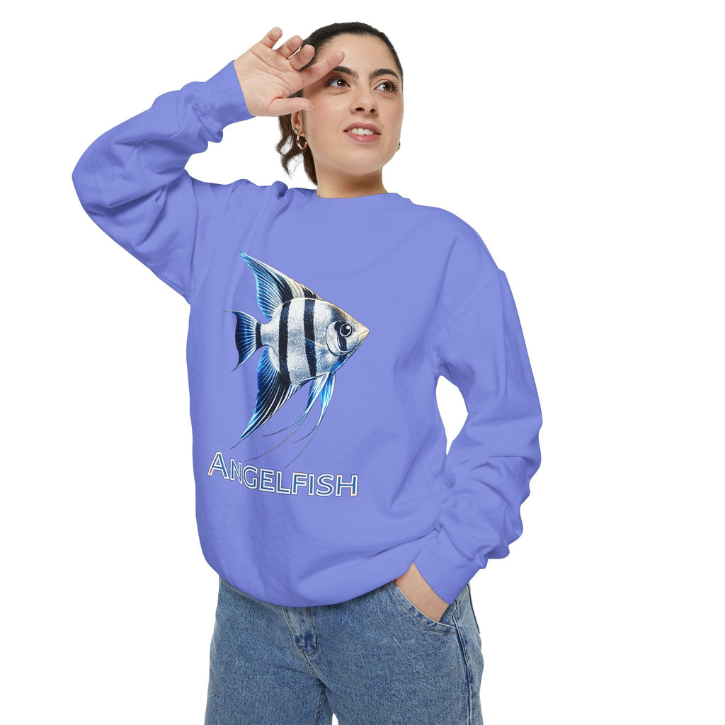 Angelfish Graphic Sweatshirt — Blue Tropical Fish Crewneck
