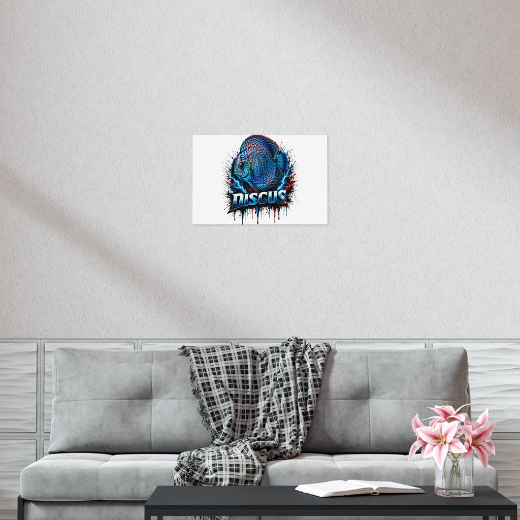 Discus Fish Poster — Vibrant Blue Aquarium Art Print
