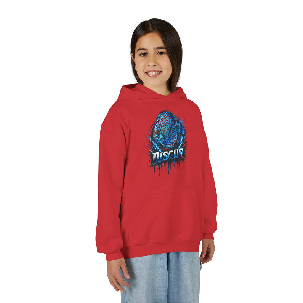 Youth Hoodie — Colorful Discus Fish Graphic Pullover