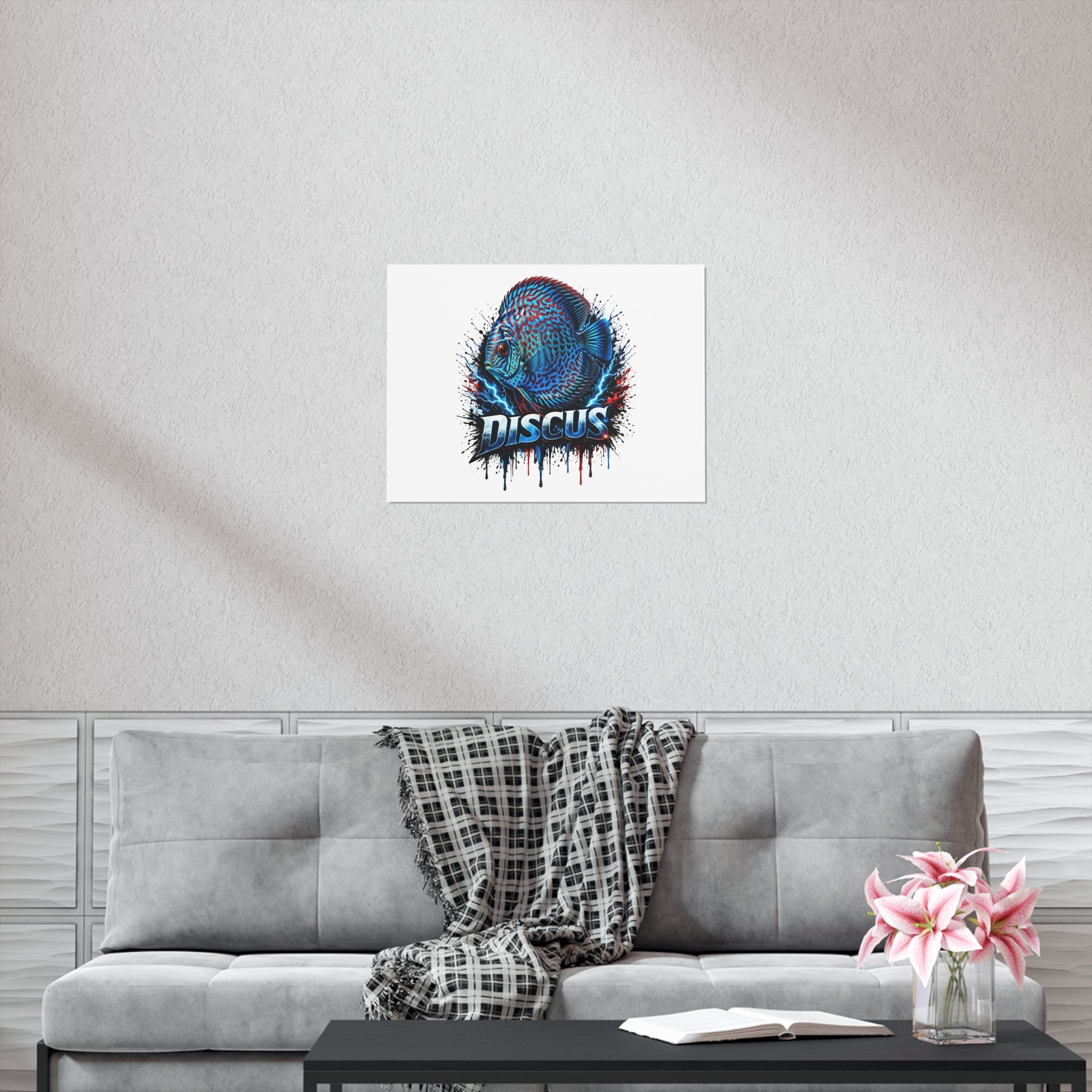 Discus Fish Poster — Vibrant Blue Aquarium Art Print