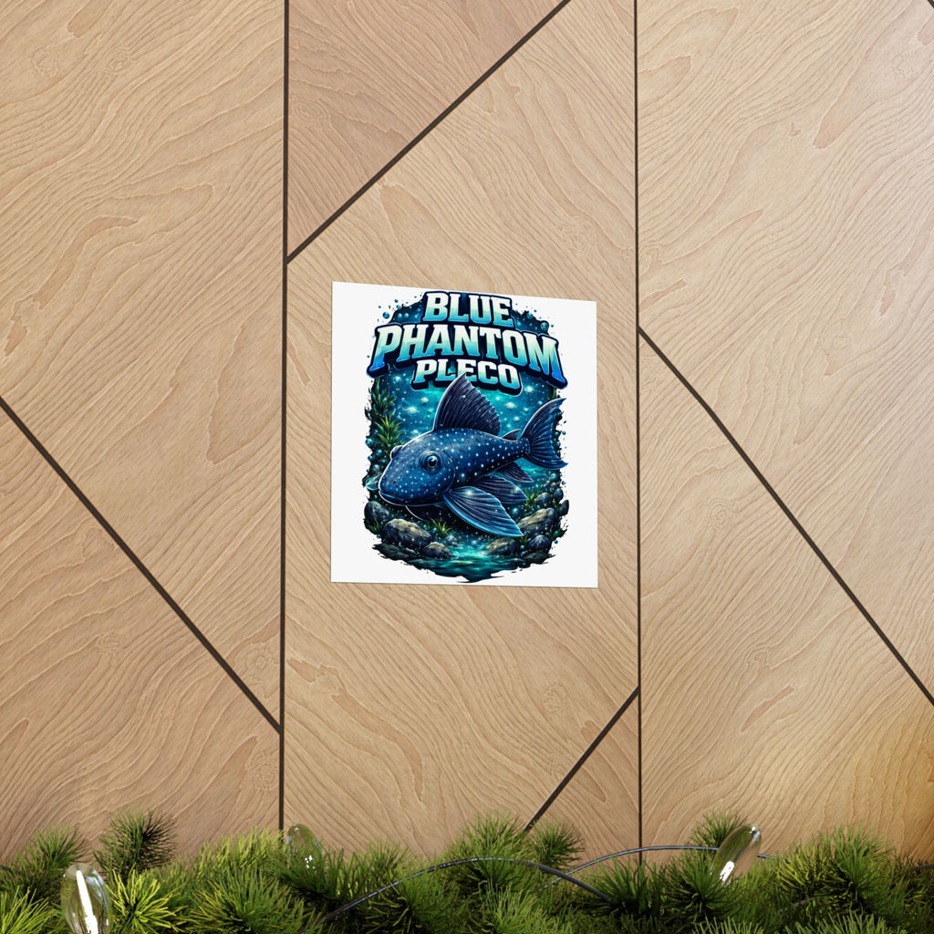 Blue Phantom Pleco Poster — Matte Vertical Aquarium Fish Art Print