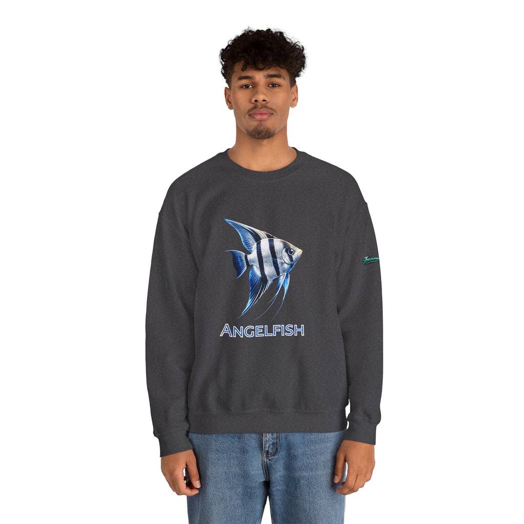 Angelfish Crewneck Sweatshirt — Blue Tropical Fish Graphic