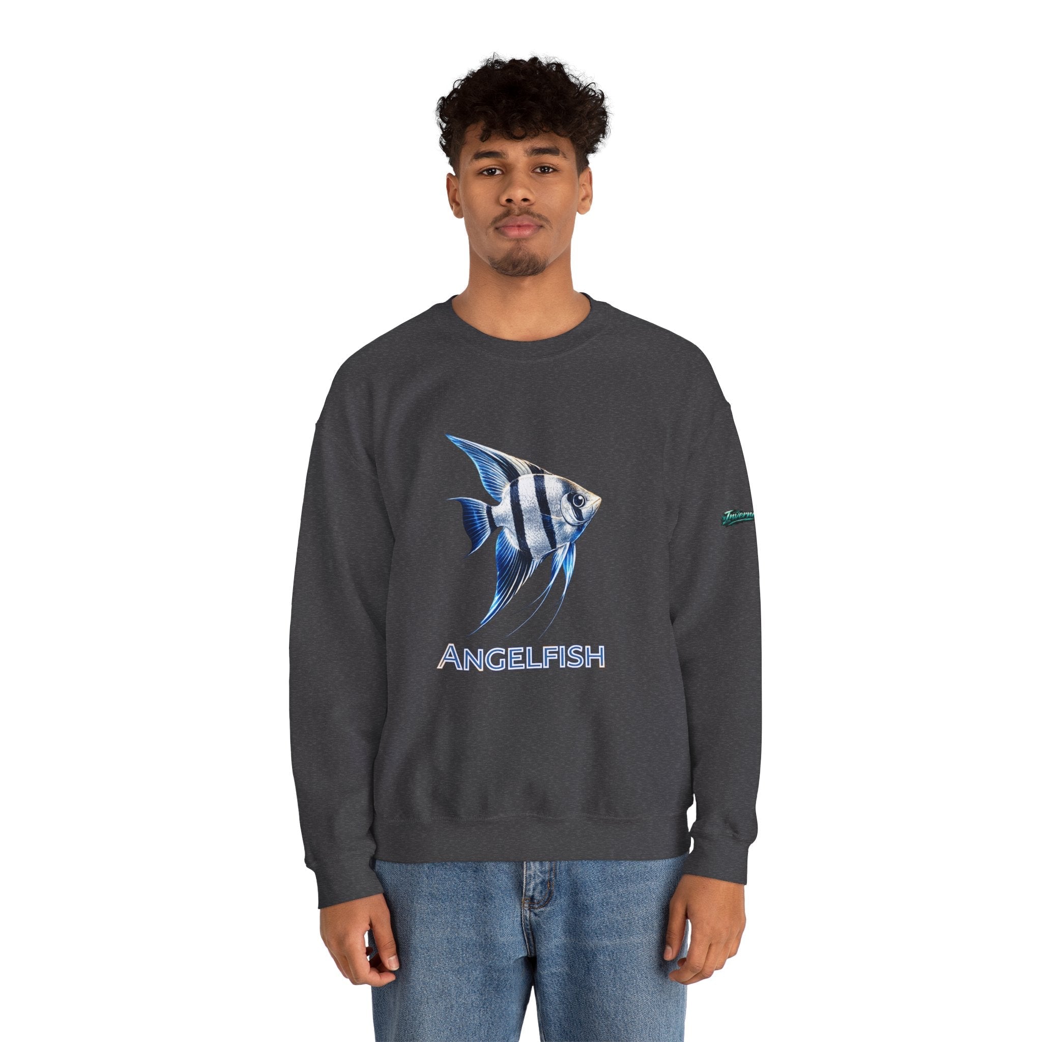 Angelfish Crewneck Sweatshirt — Blue Tropical Fish Graphic
