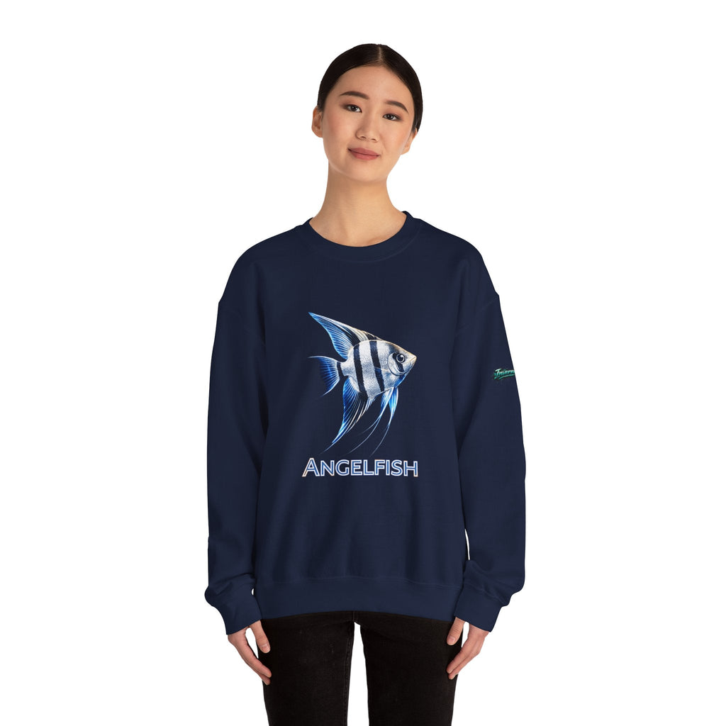 Angelfish Crewneck Sweatshirt — Blue Tropical Fish Graphic