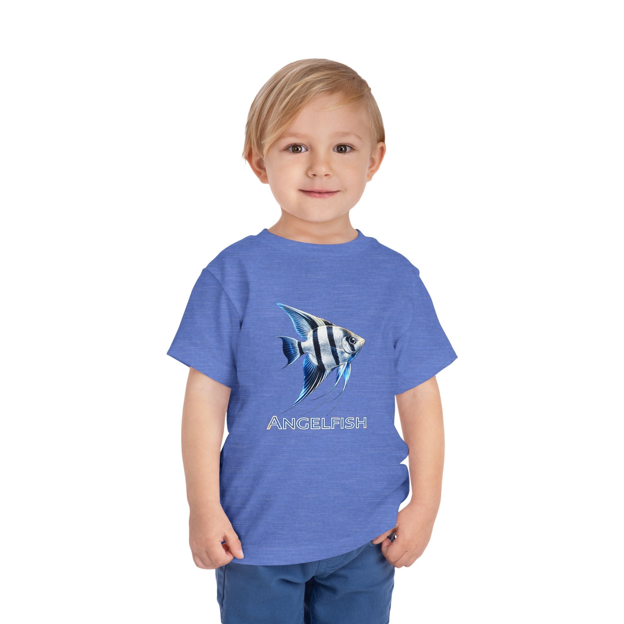 Angelfish Toddler Tee – Blue Aquarium Fish Graphic Shirt