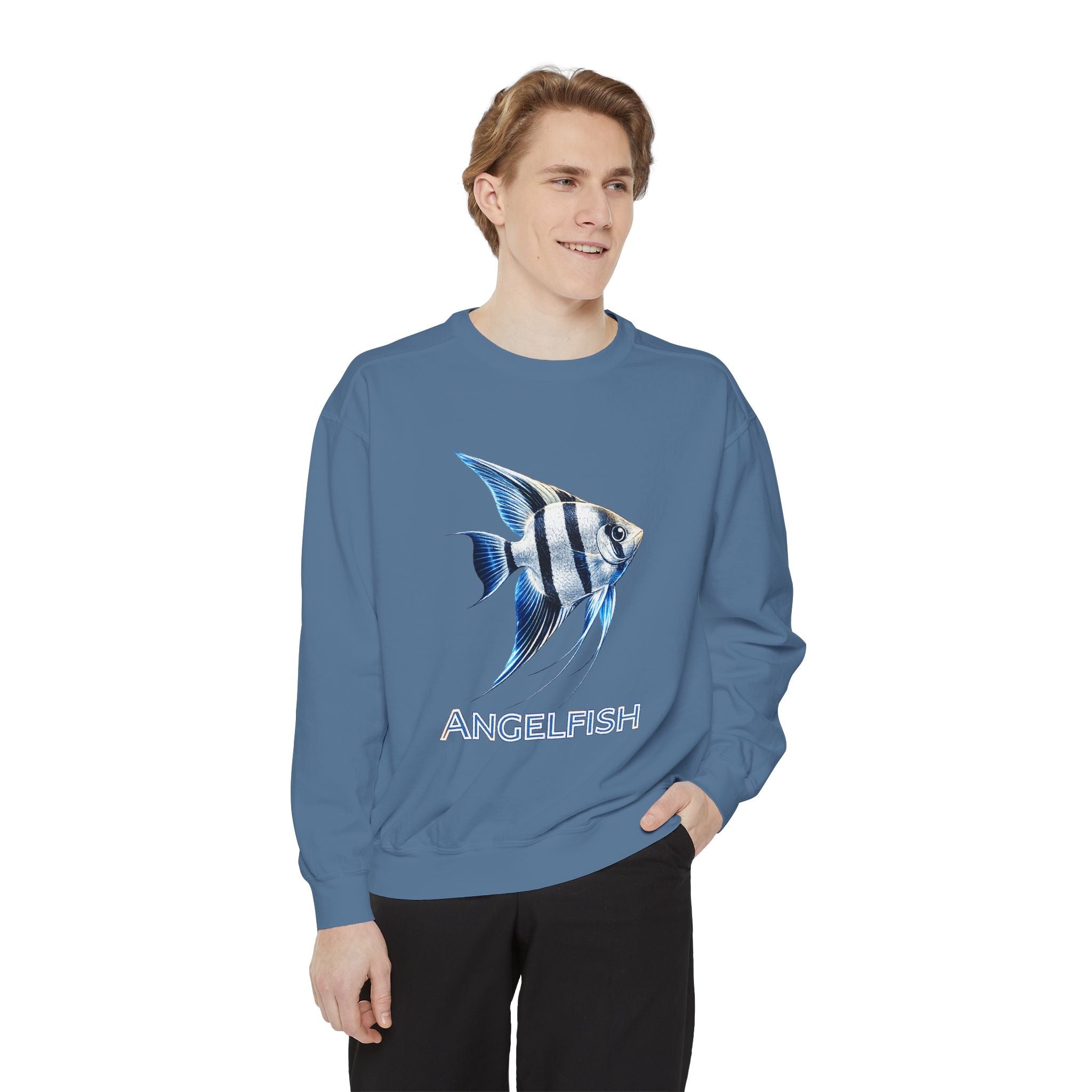Angelfish Graphic Sweatshirt — Blue Tropical Fish Crewneck