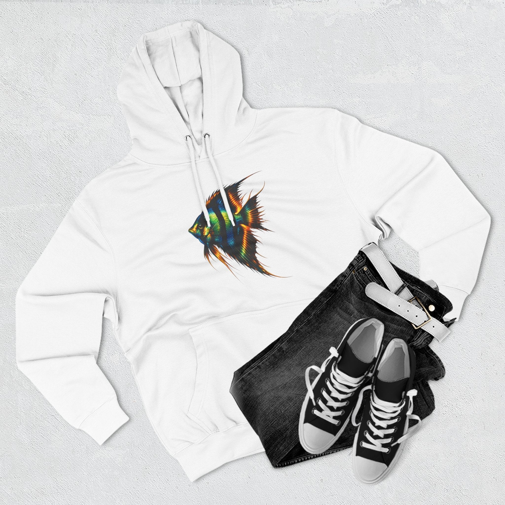 Angelfish Watercolor Hoodie – Colorful Aquarium Fish Graphic Fleece Pullover