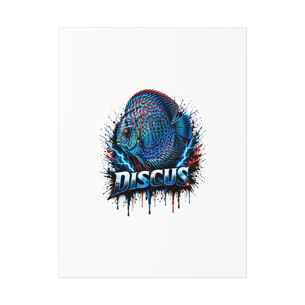 Discus Fish Poster — Vibrant Blue Aquarium Art Print