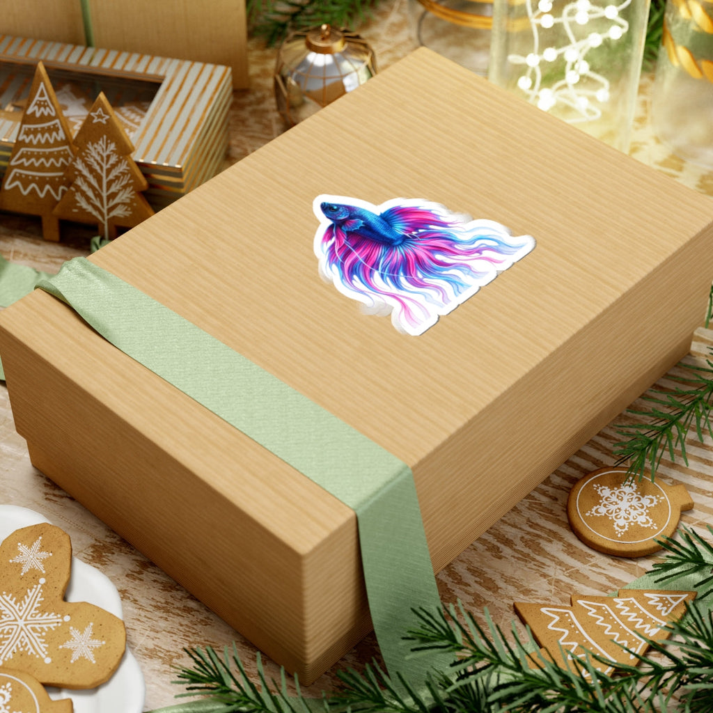 Inverness Ink — "Electric Paint" Kiss-Cut Vinyl Sticker — Vibrant Blue & Pink Aquarium Decal