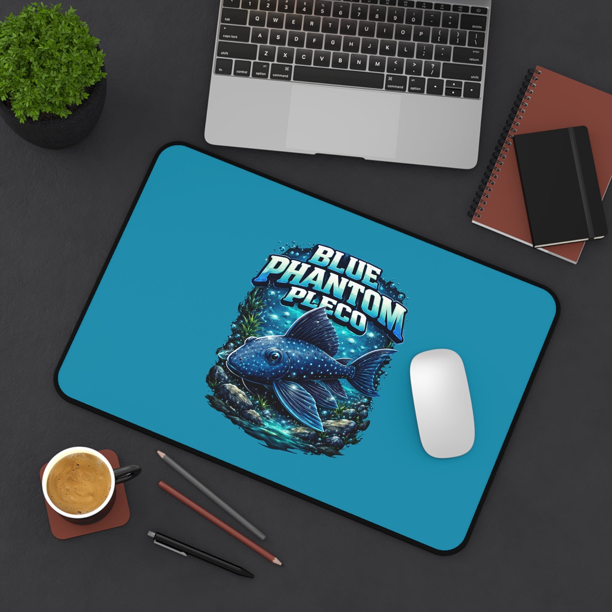 Blue Phantom Pleco Desk Mat — Aquarium Fish Gaming Mouse Pad
