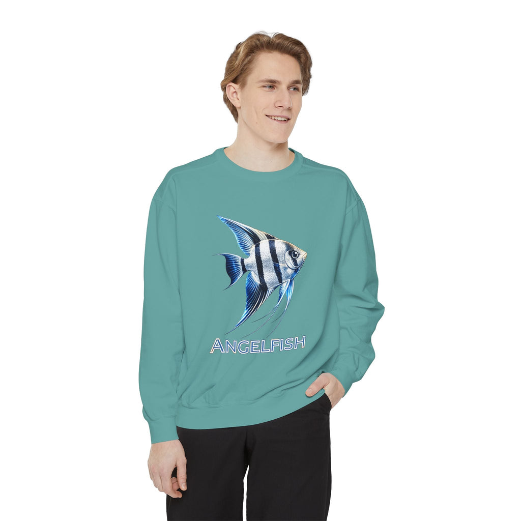 Angelfish Graphic Sweatshirt — Blue Tropical Fish Crewneck