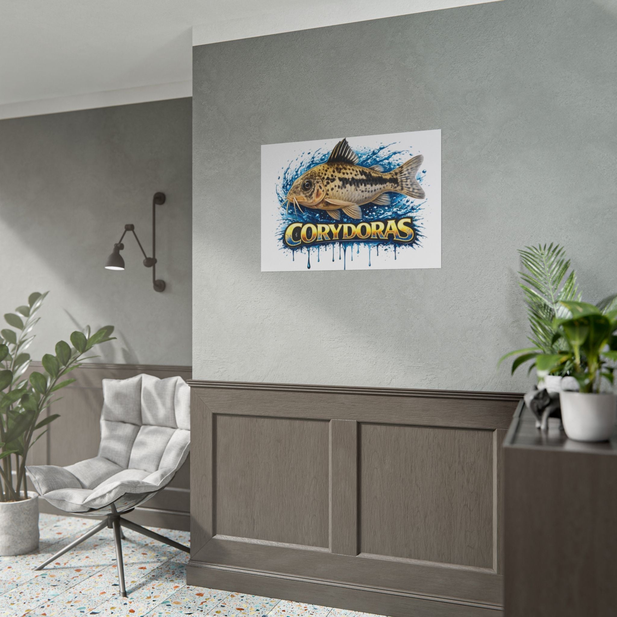 Corydoras Aquarium Fish Poster — Rolled Decorative Wall Art for Fishkeepers