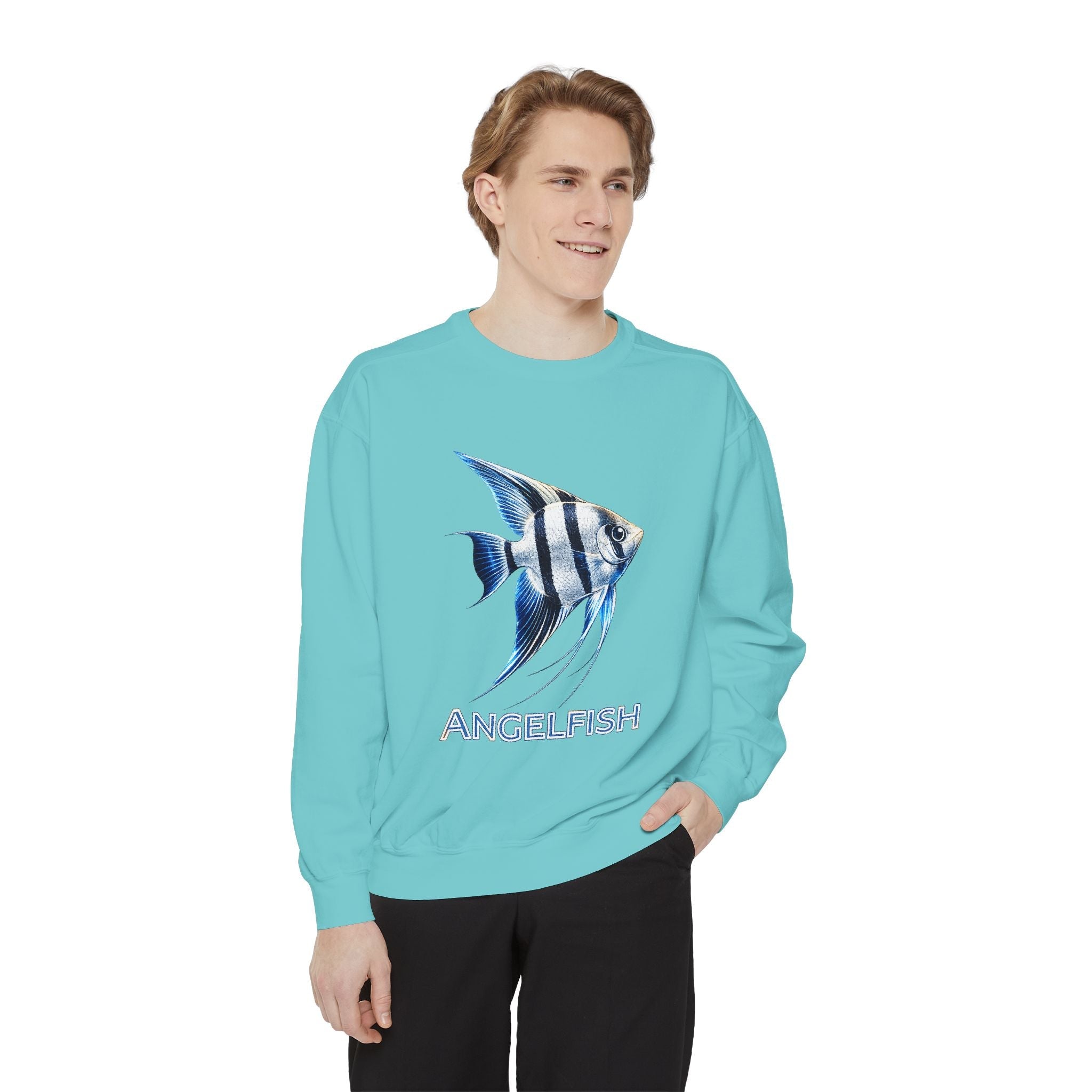 Angelfish Graphic Sweatshirt — Blue Tropical Fish Crewneck