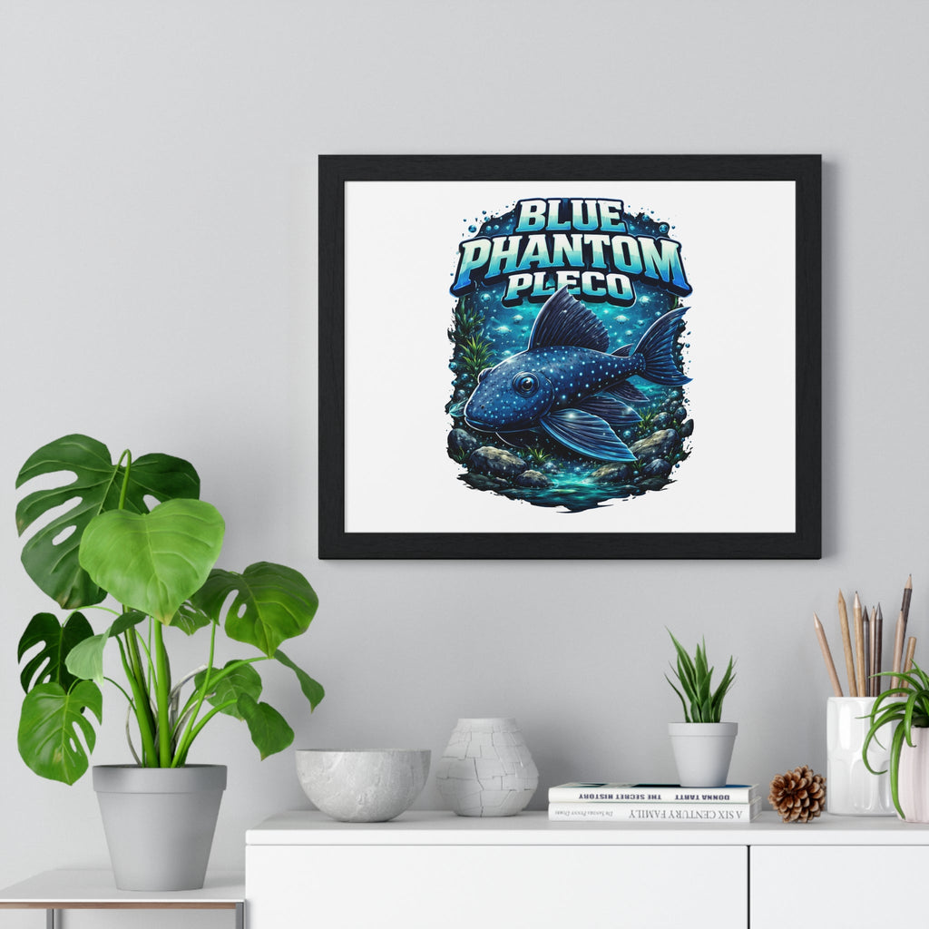Blue Phantom Pleco Framed Poster — Aquatic Fish Art Print