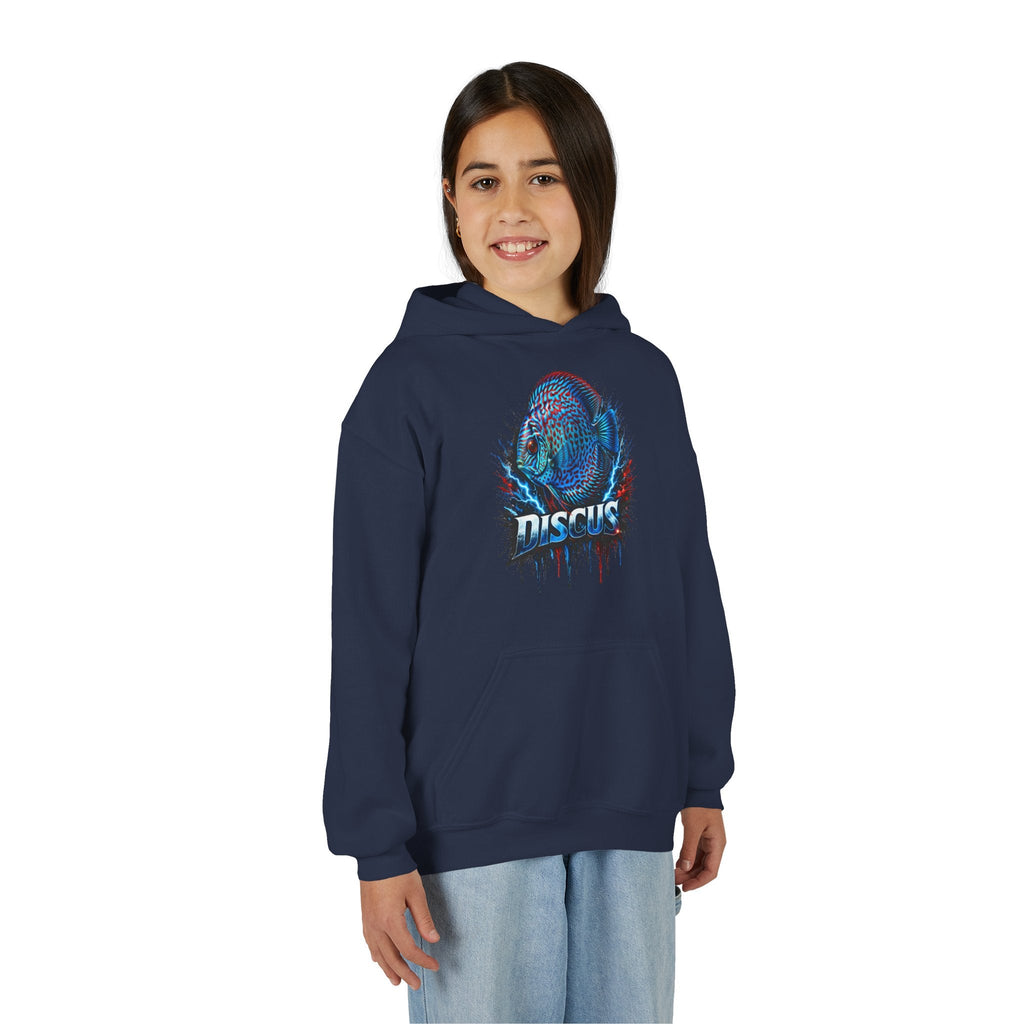Youth Hoodie — Colorful Discus Fish Graphic Pullover