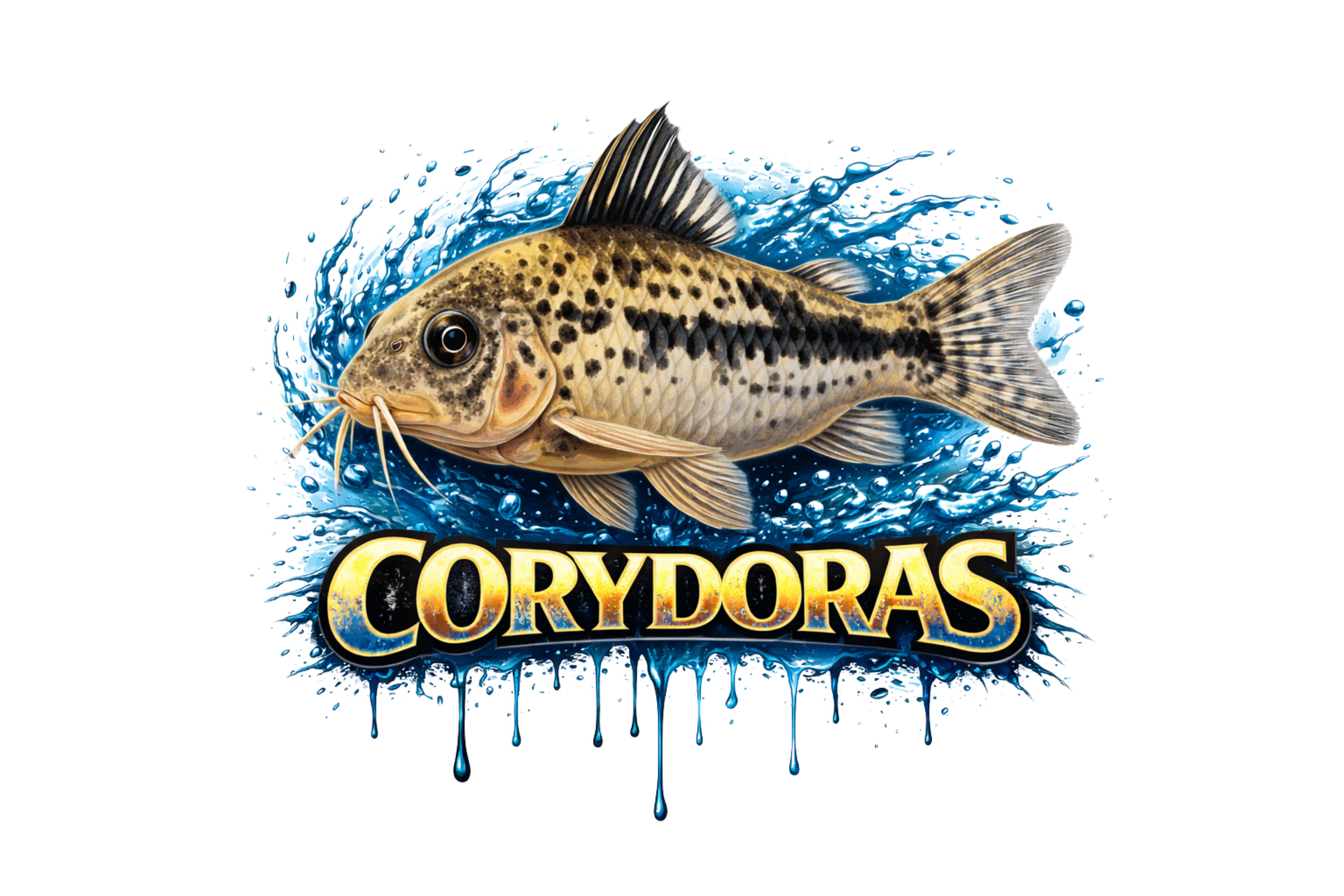 Corydoras Fish T-Shirt — Aquarium Catfish Tee with Splash Graphic