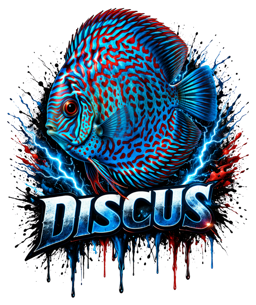 Electric Discus Fish T-Shirt - King of the Aquarium Lightning Art