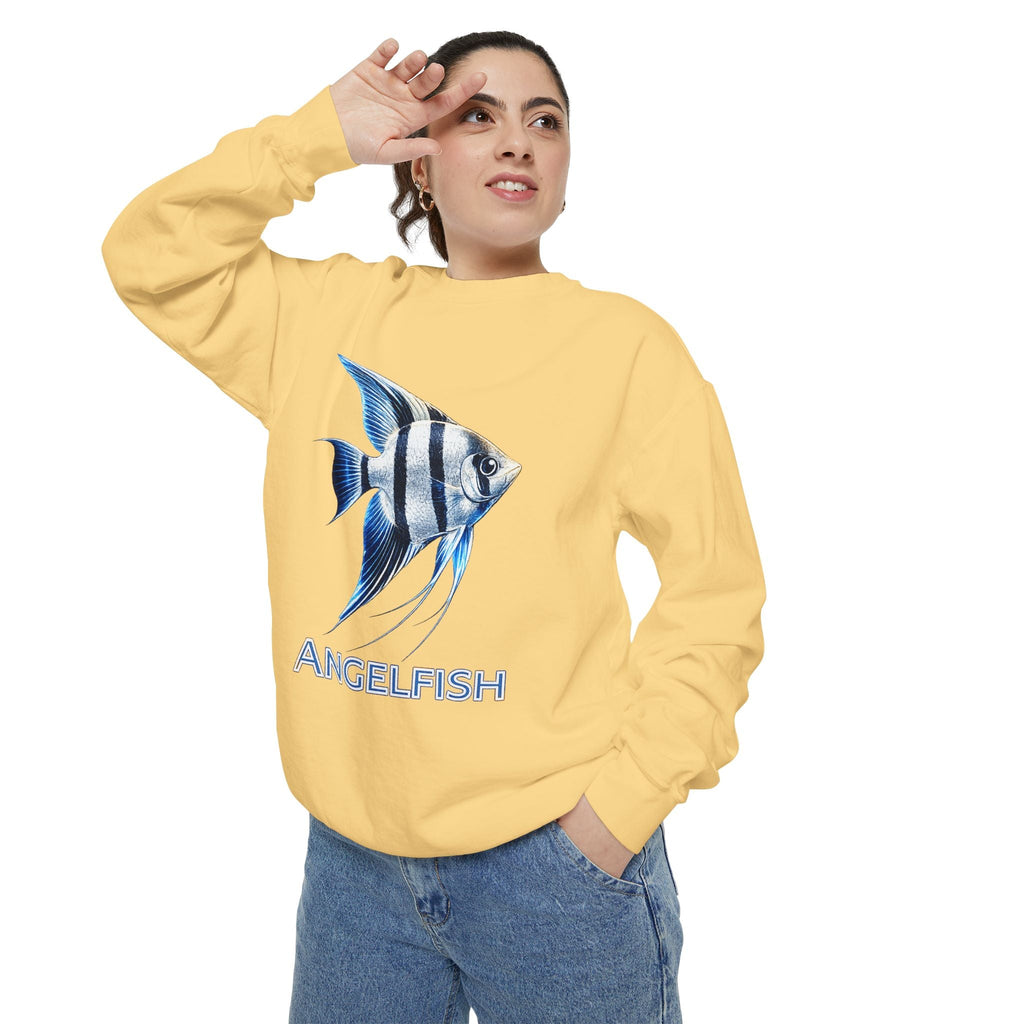 Angelfish Graphic Sweatshirt — Blue Tropical Fish Crewneck