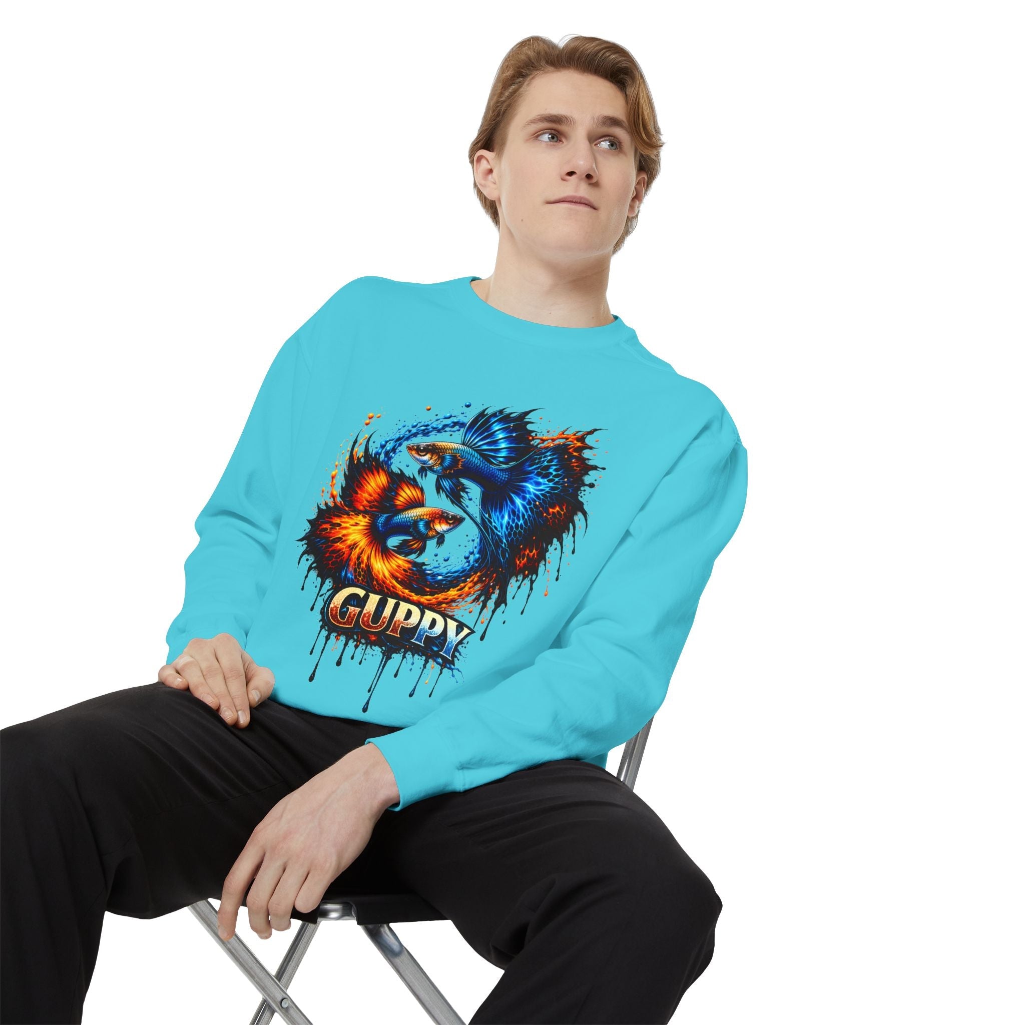 Fire & Ice Guppy – Premium "Neon Flare" Garment-Dyed Sweatshirt
