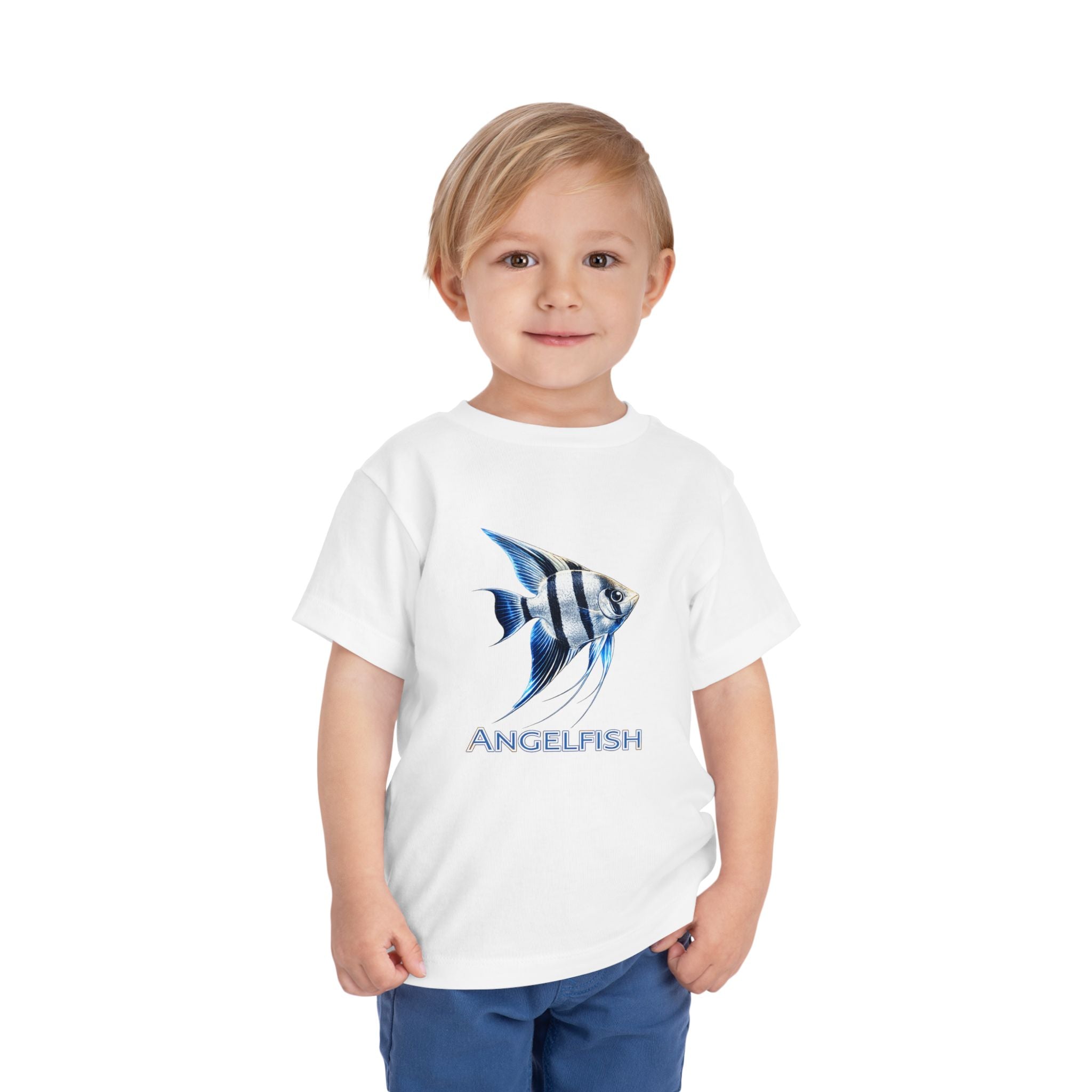 Angelfish Toddler Tee – Blue Aquarium Fish Graphic Shirt