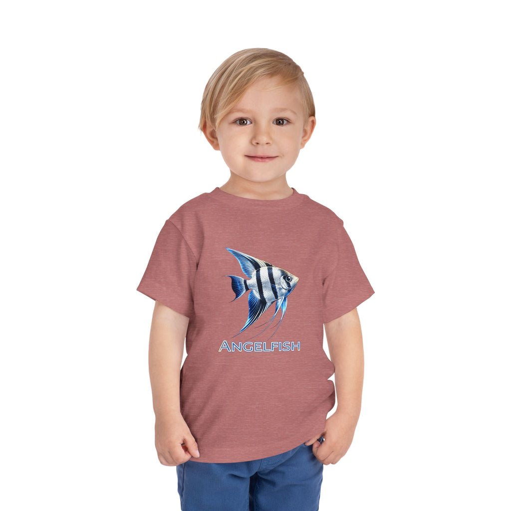 Angelfish Toddler Tee – Blue Aquarium Fish Graphic Shirt