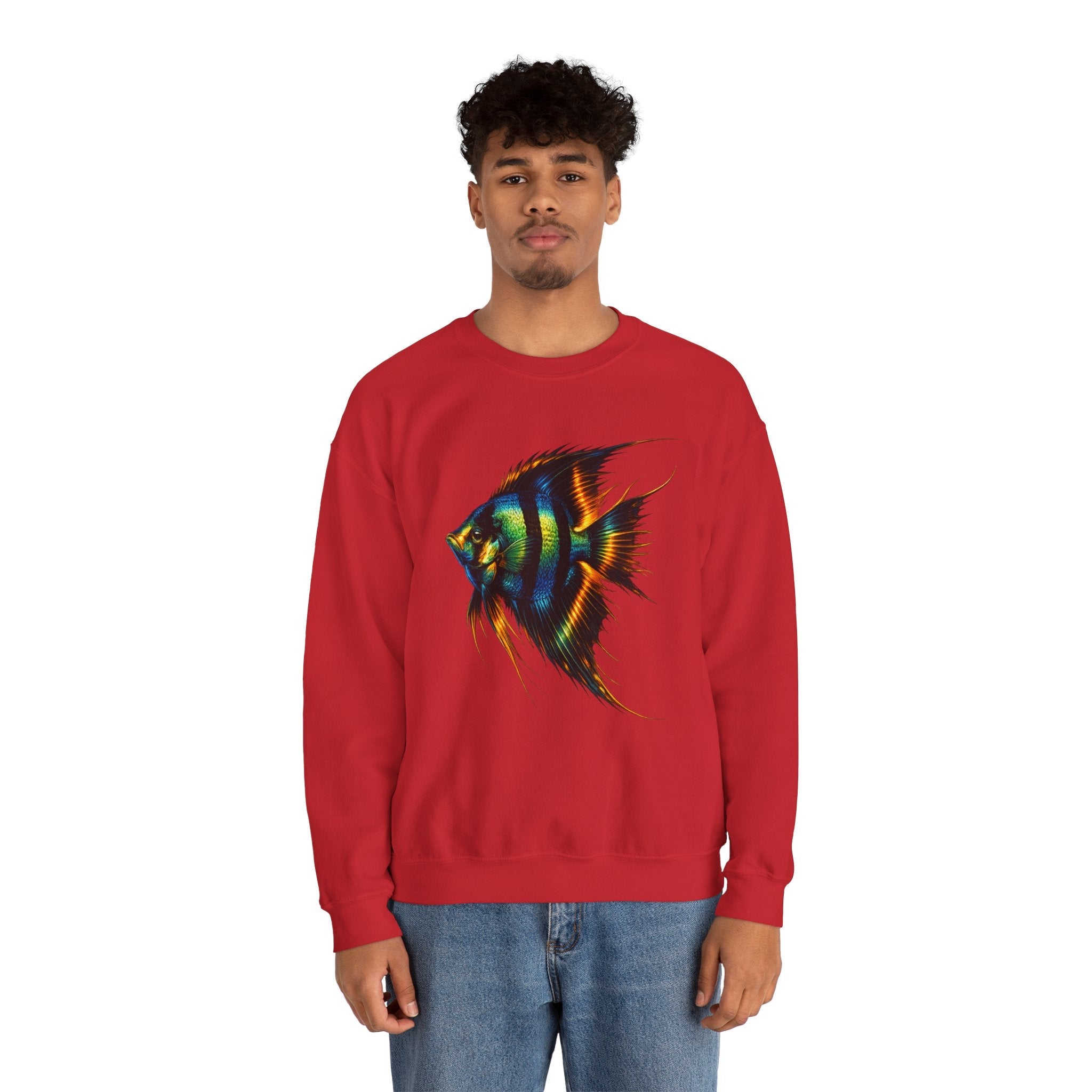 Angelfish Graphic Sweatshirt — Colorful Tropical Fish Crewneck