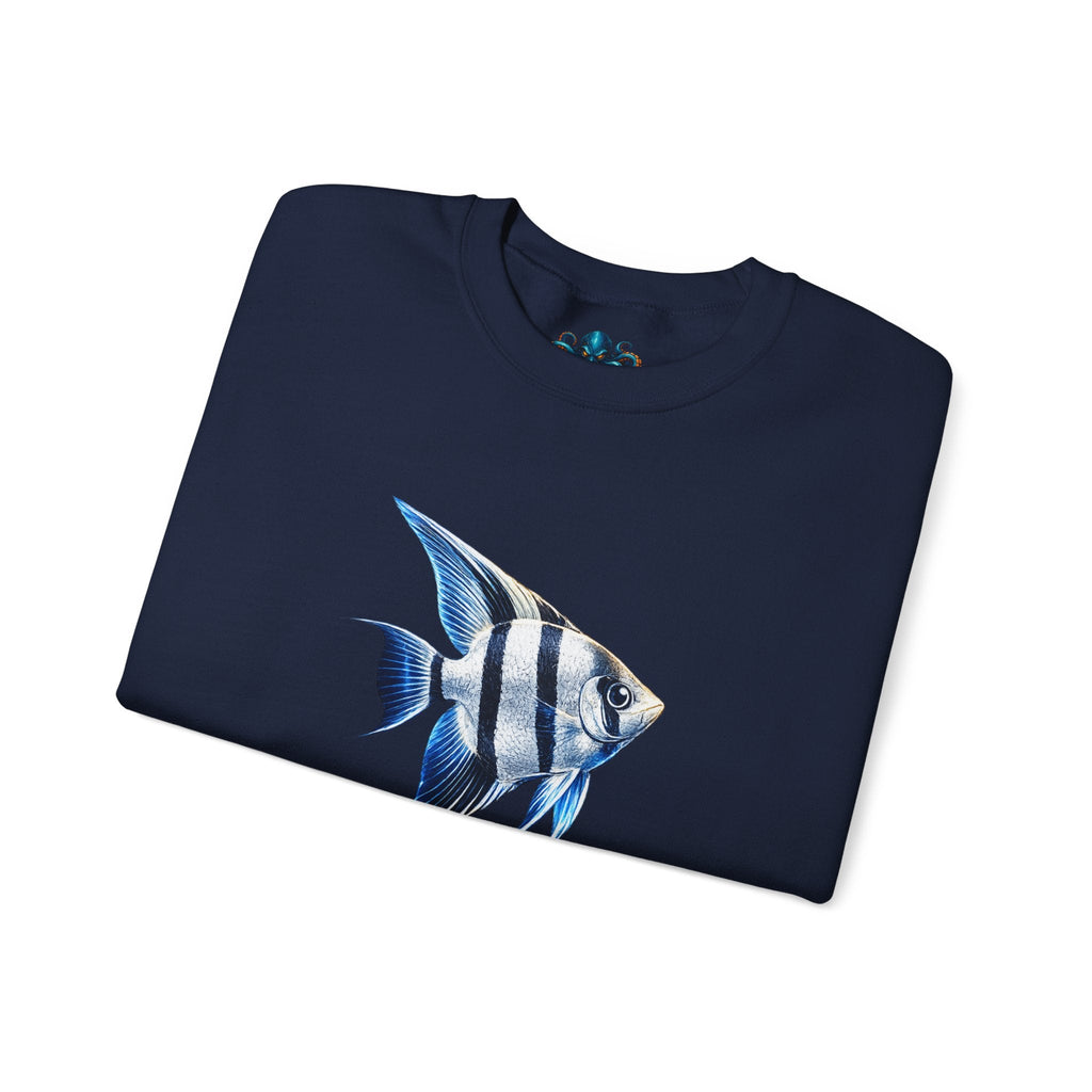 Angelfish Crewneck Sweatshirt — Blue Tropical Fish Graphic